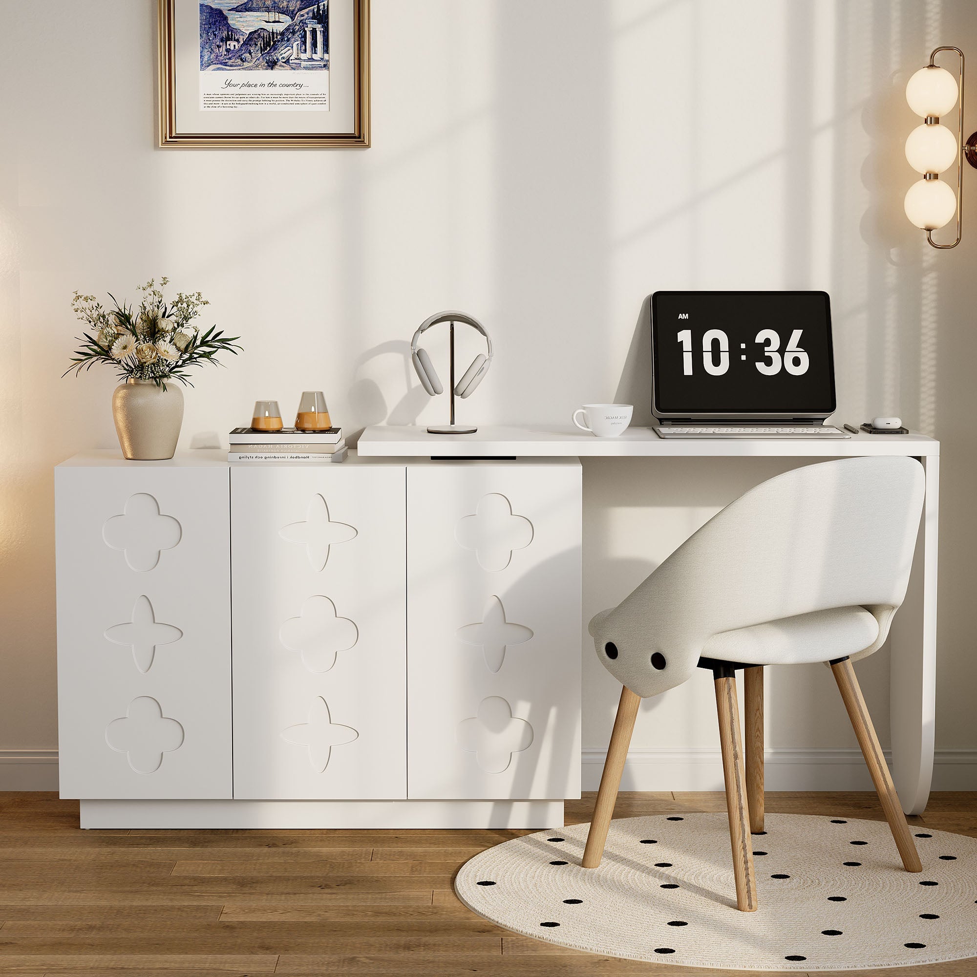 Logidon hoekbureau L-vorm draaibaar wit 110 centimeter