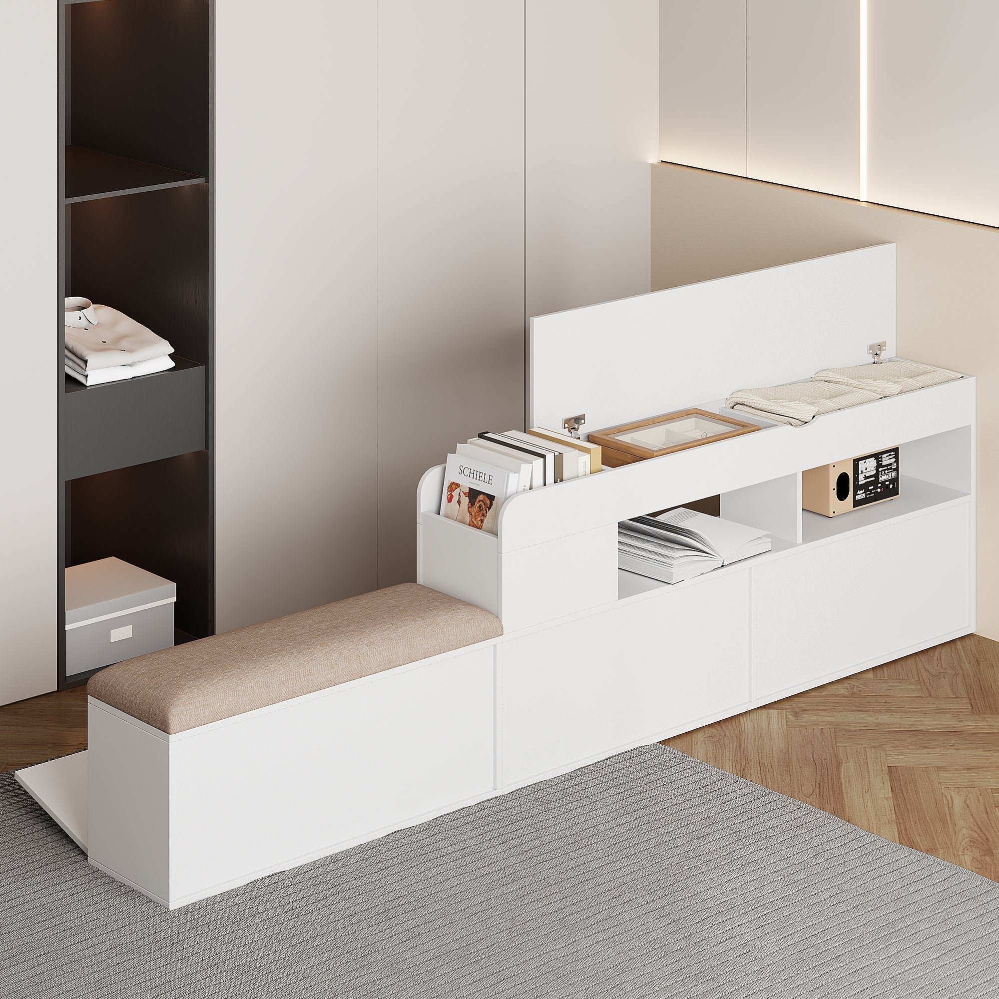 Logidon massief houten combinatiebed 140x200 cm wit met opbergruimte