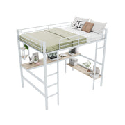 Logidon hoogslaper 140x200 cm metalen bed met bureau wit