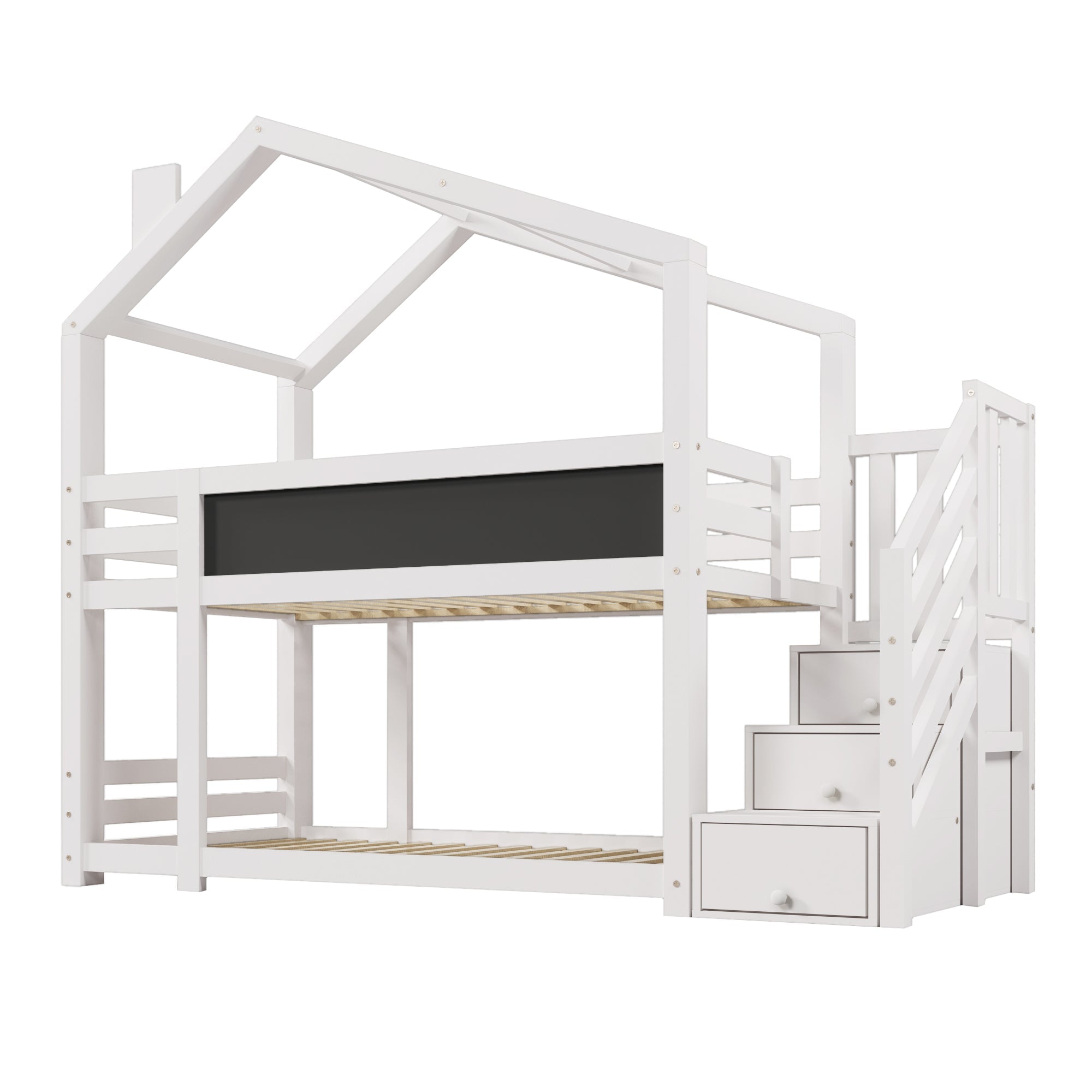 Logidon stapelbed boomhut 90x200 wit met schouw en opbergruimte