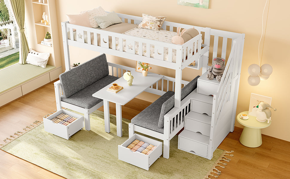 Logidon hoogslaper 90x200 cm wit 2-in-1 bed en bureau