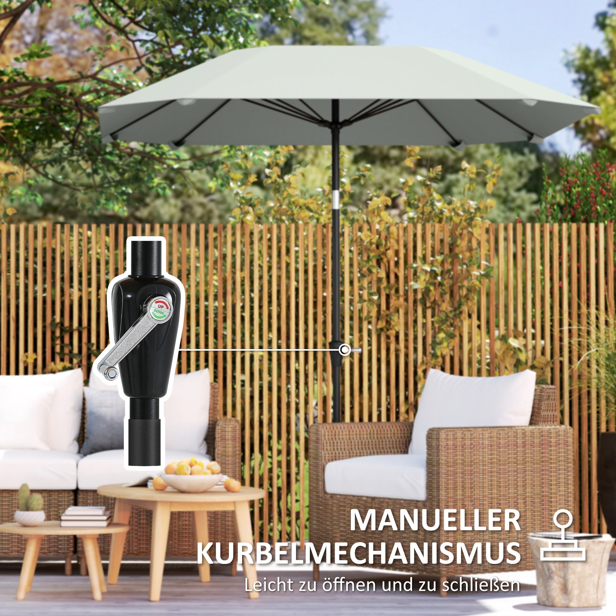 Logidon parasol Ø233 cm vouwfunctie achthoekig donkergrijs