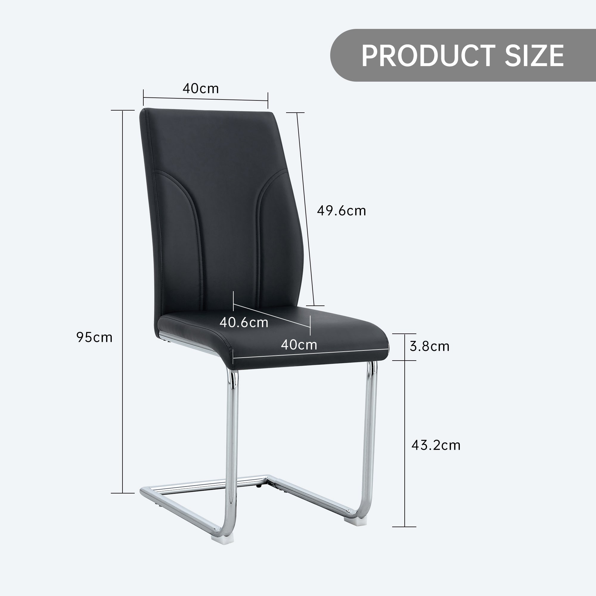 Logidon eetkamerstoelen zwart PU kunstleer set van 2 met zilverkleurig frame