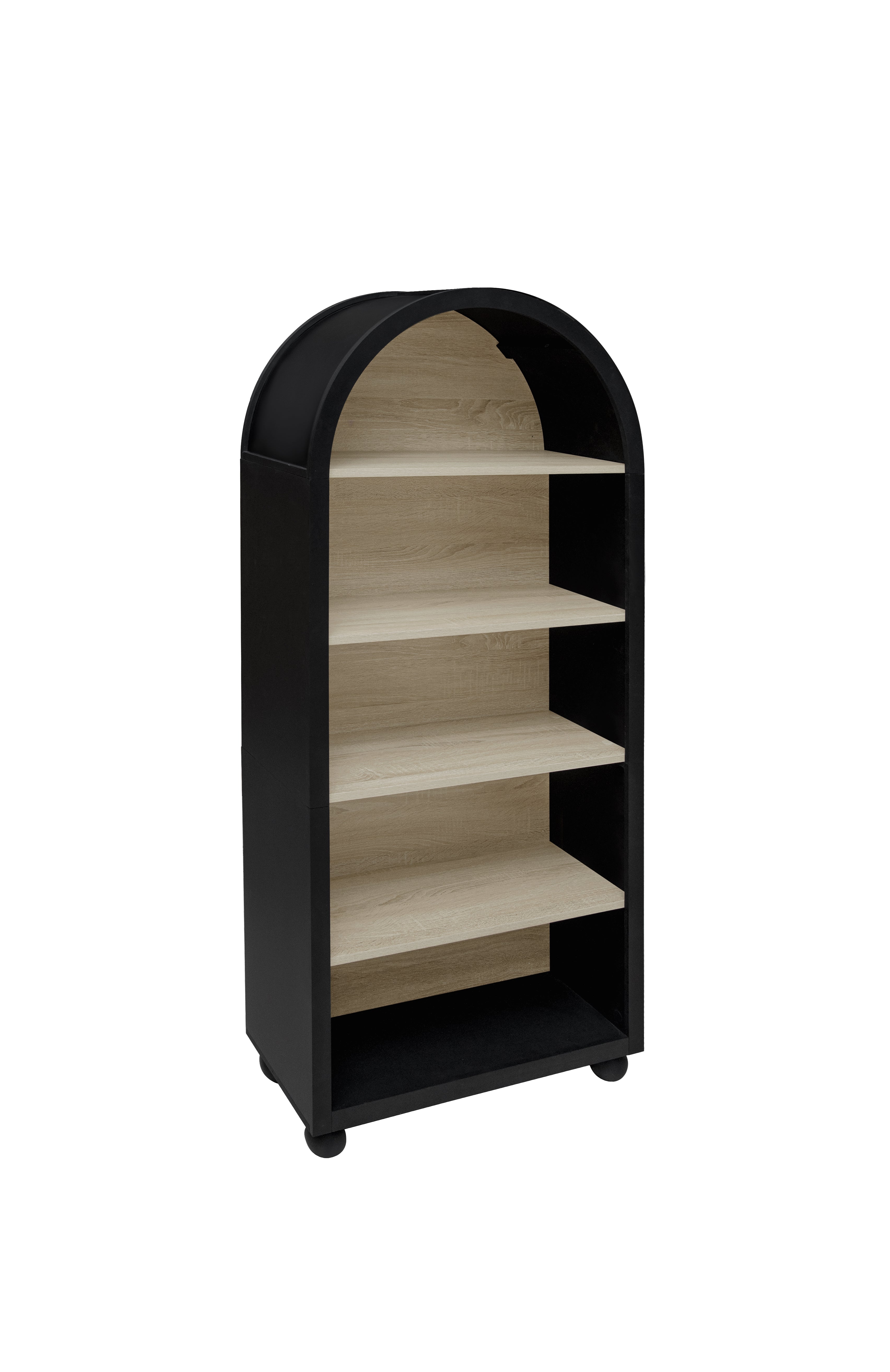 Logidon boekenkast metalen frame zwart naturel hout 70,5 x 30 x 161 cm
