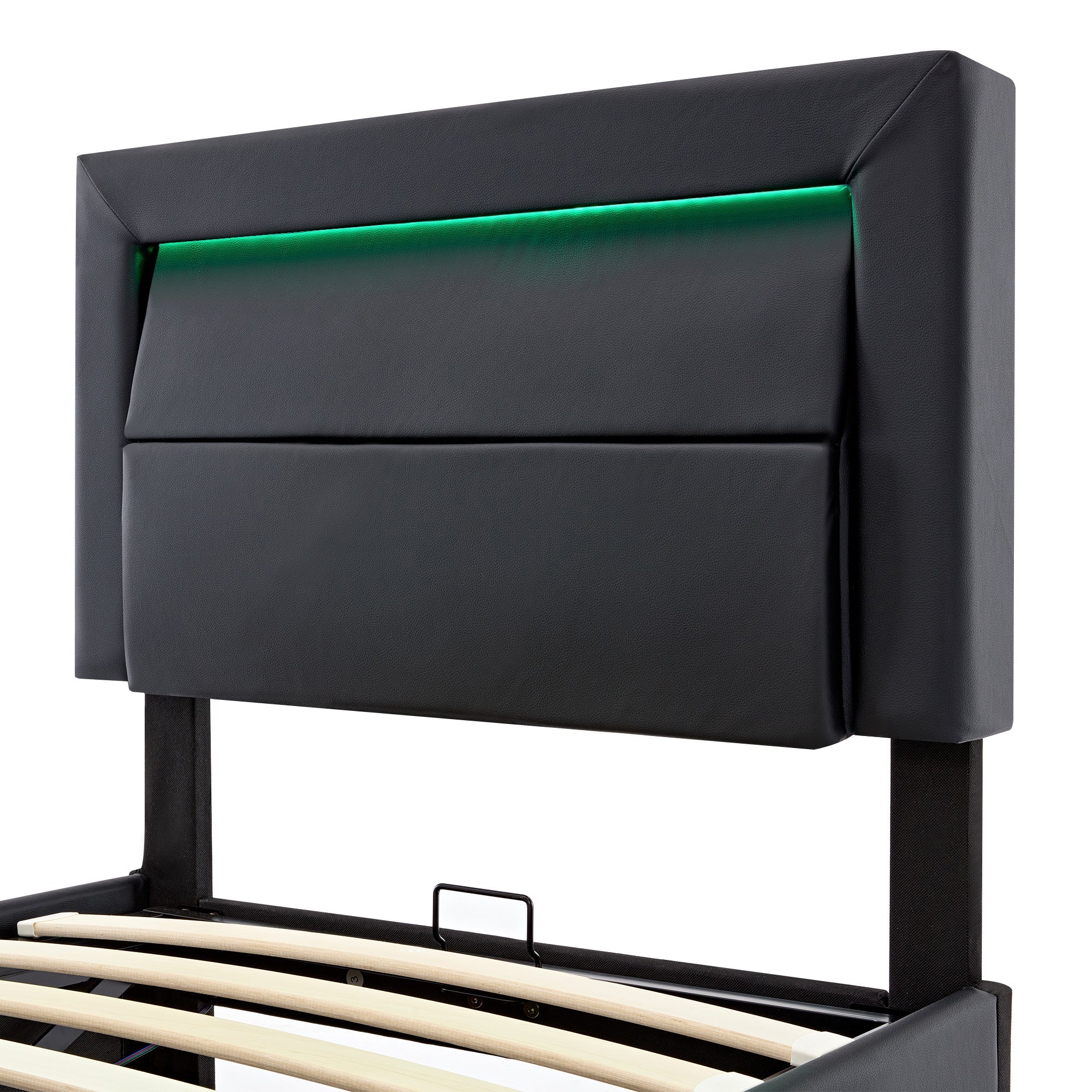 Logidon gestoffeerd bed 90x200 zwart USB-oplaadpoort LED-verlichting