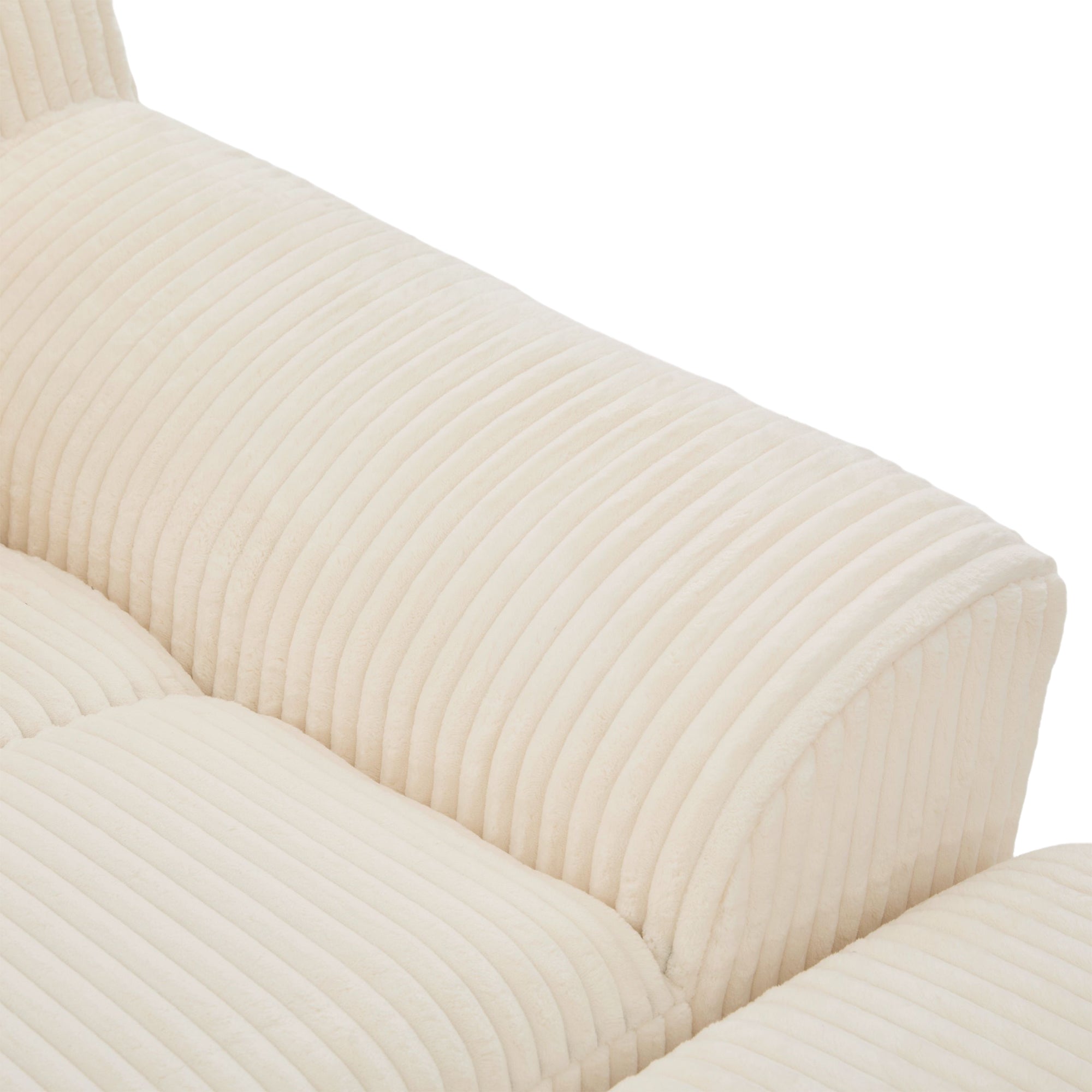 Logidon Oversized Corduroy Velvet Armchair Beige with Footstool and Cushion