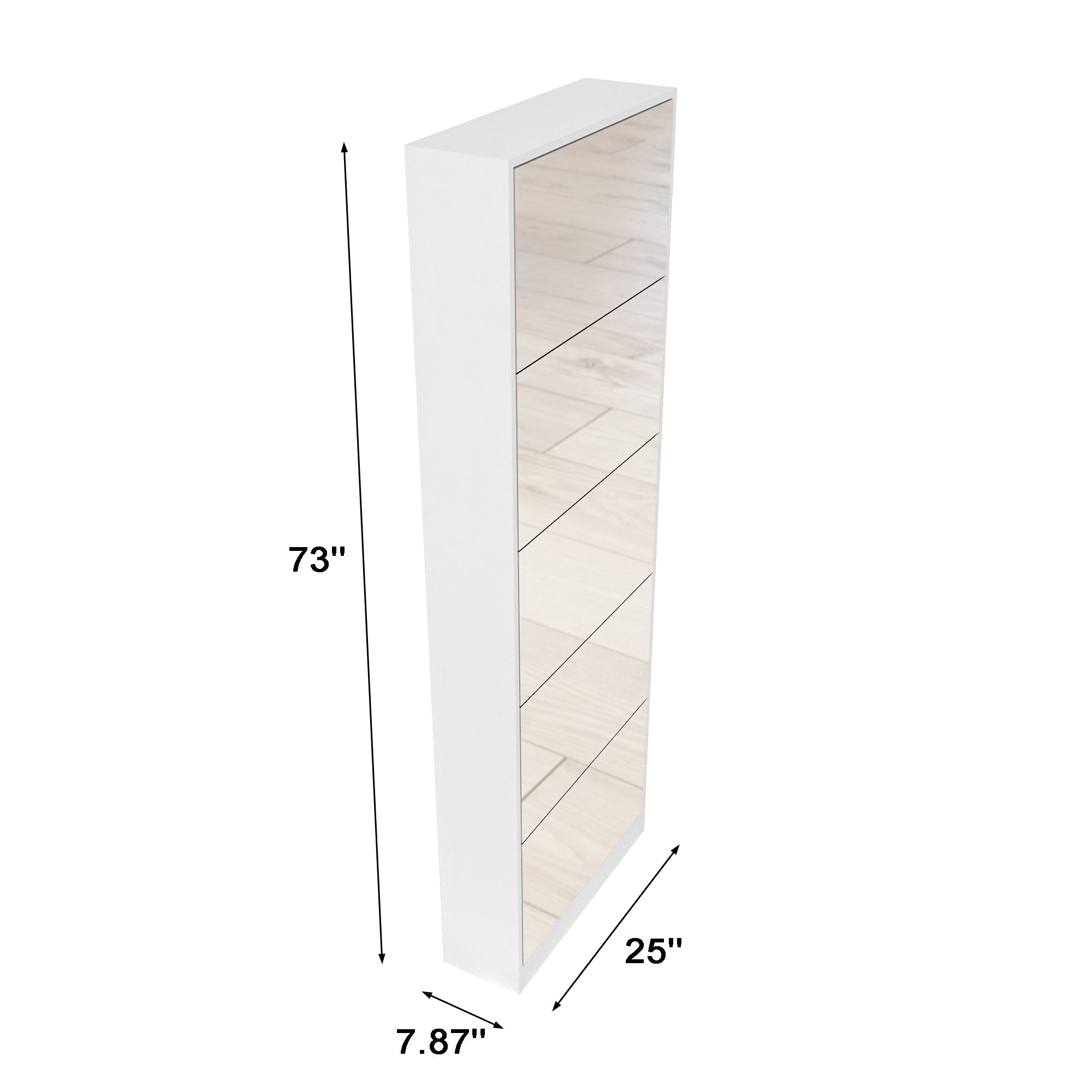 Logidon Schoenenkast met Spiegel Modern Smal 185 cm Wit