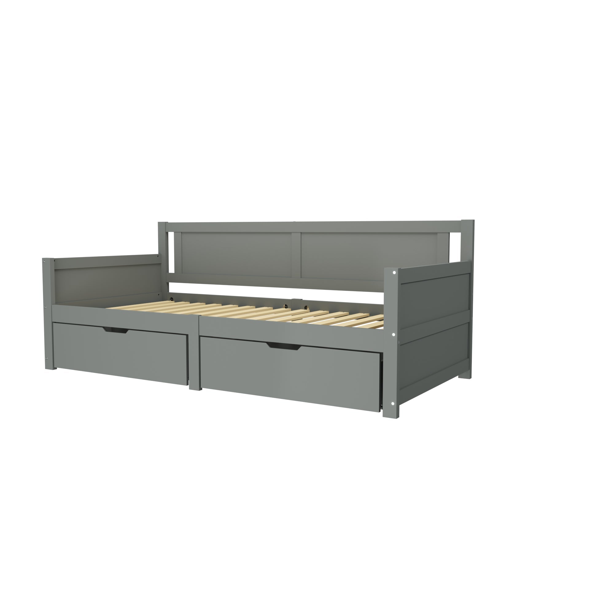 Logidon Sofa Bed 90x200 Gray With Two Storage Compartments Solid Wood Frame