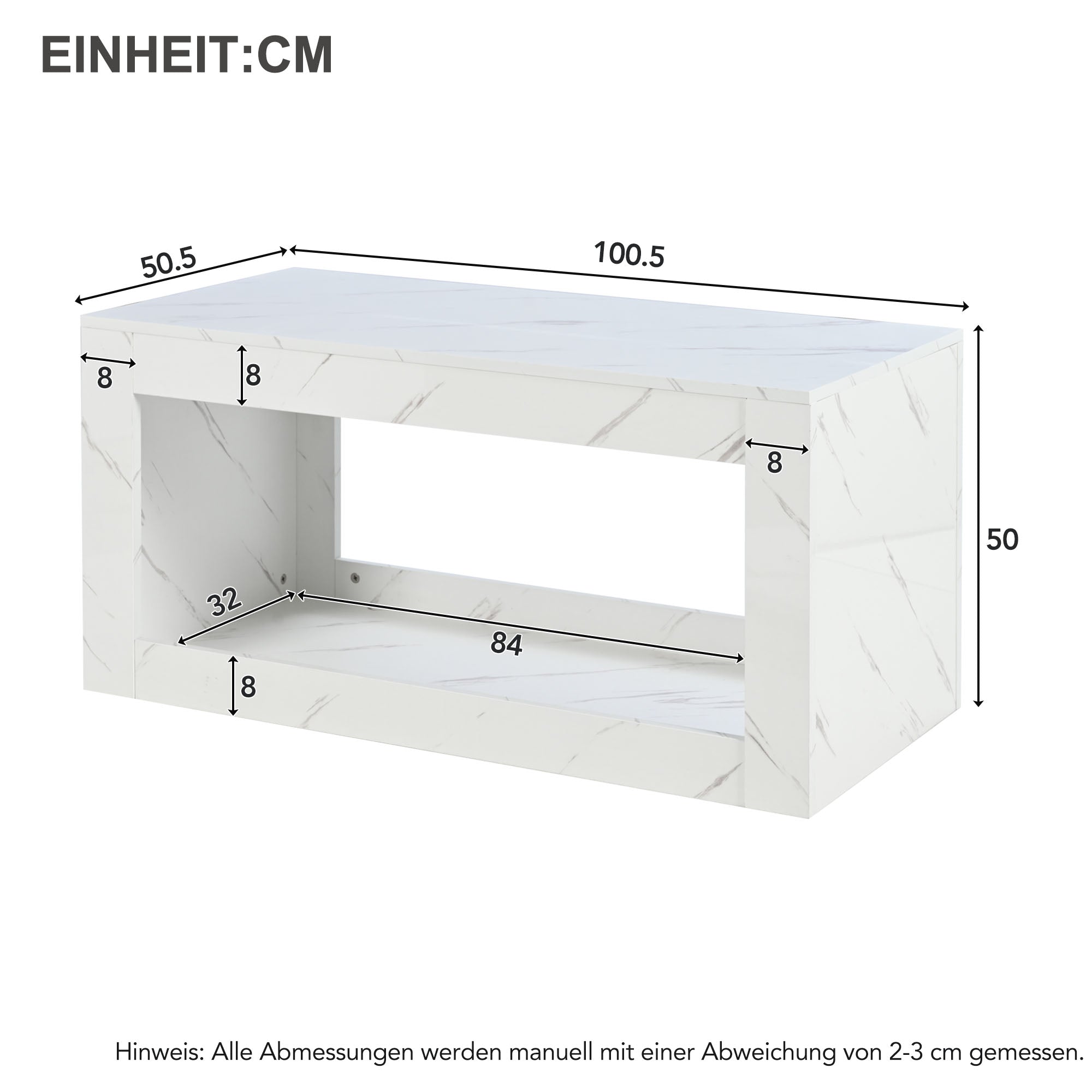 Logidon LED salontafel wit hoogglans marmer effect met afstandsbediening