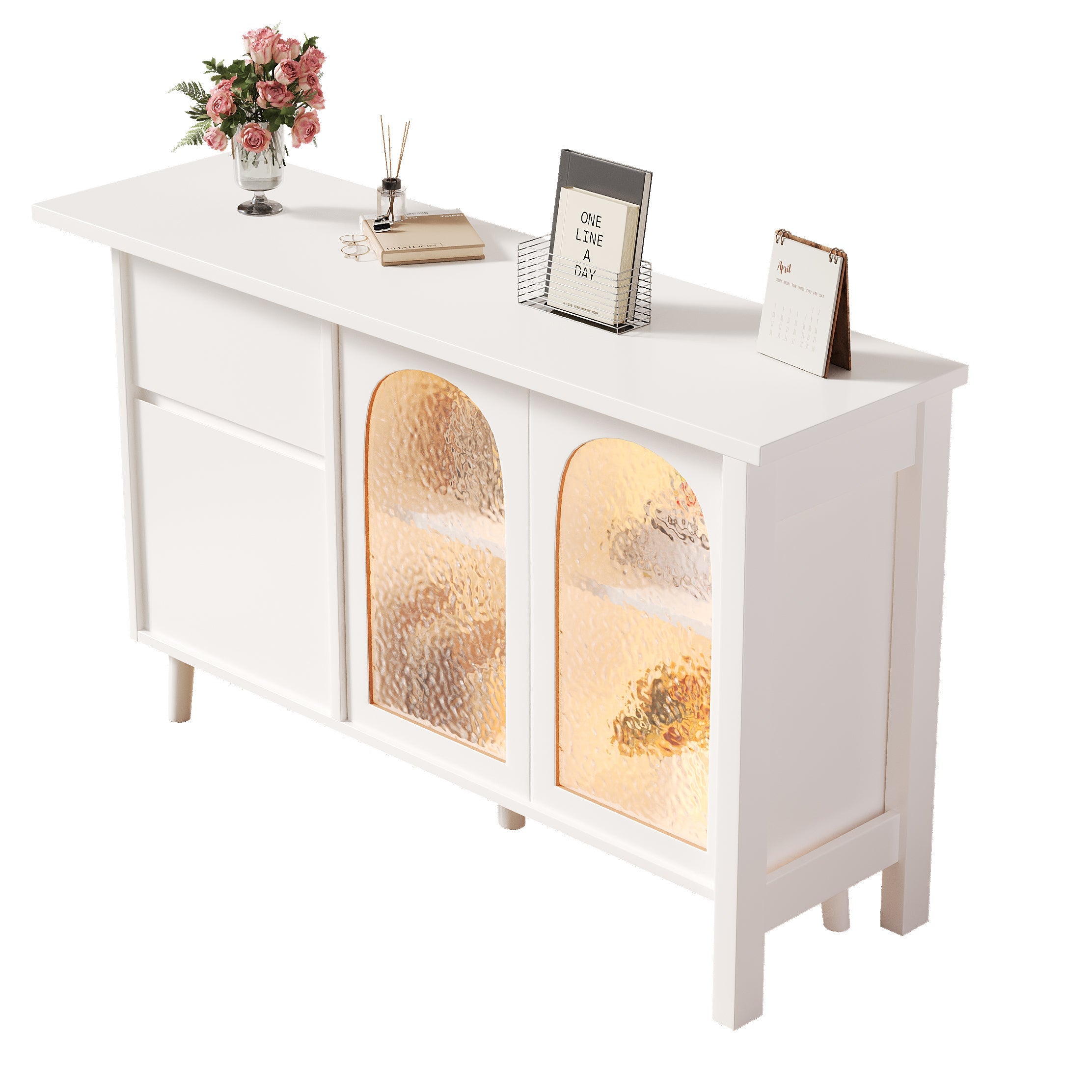Logidon LED bureau 2-in-1 dressoir wit 120x40x78 cm