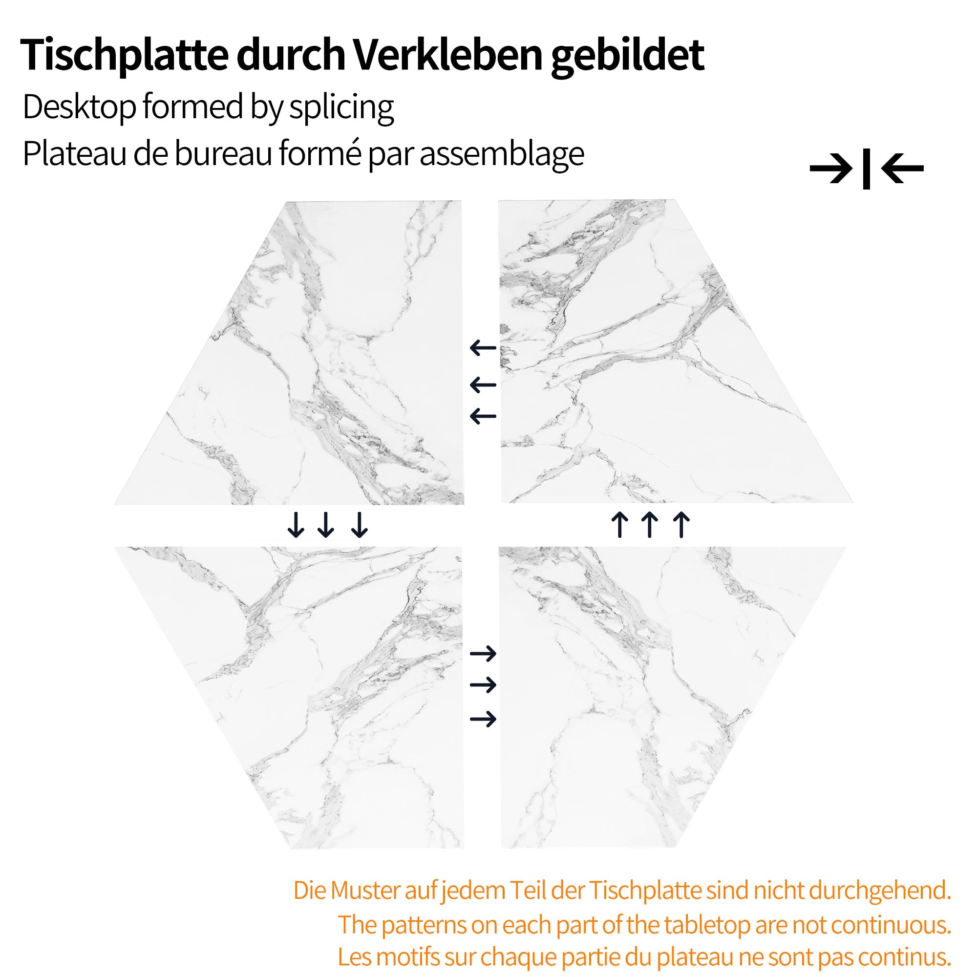 Logidon Eettafelset 5-delig zeshoekig marmereffect grijs 110 x 95 cm