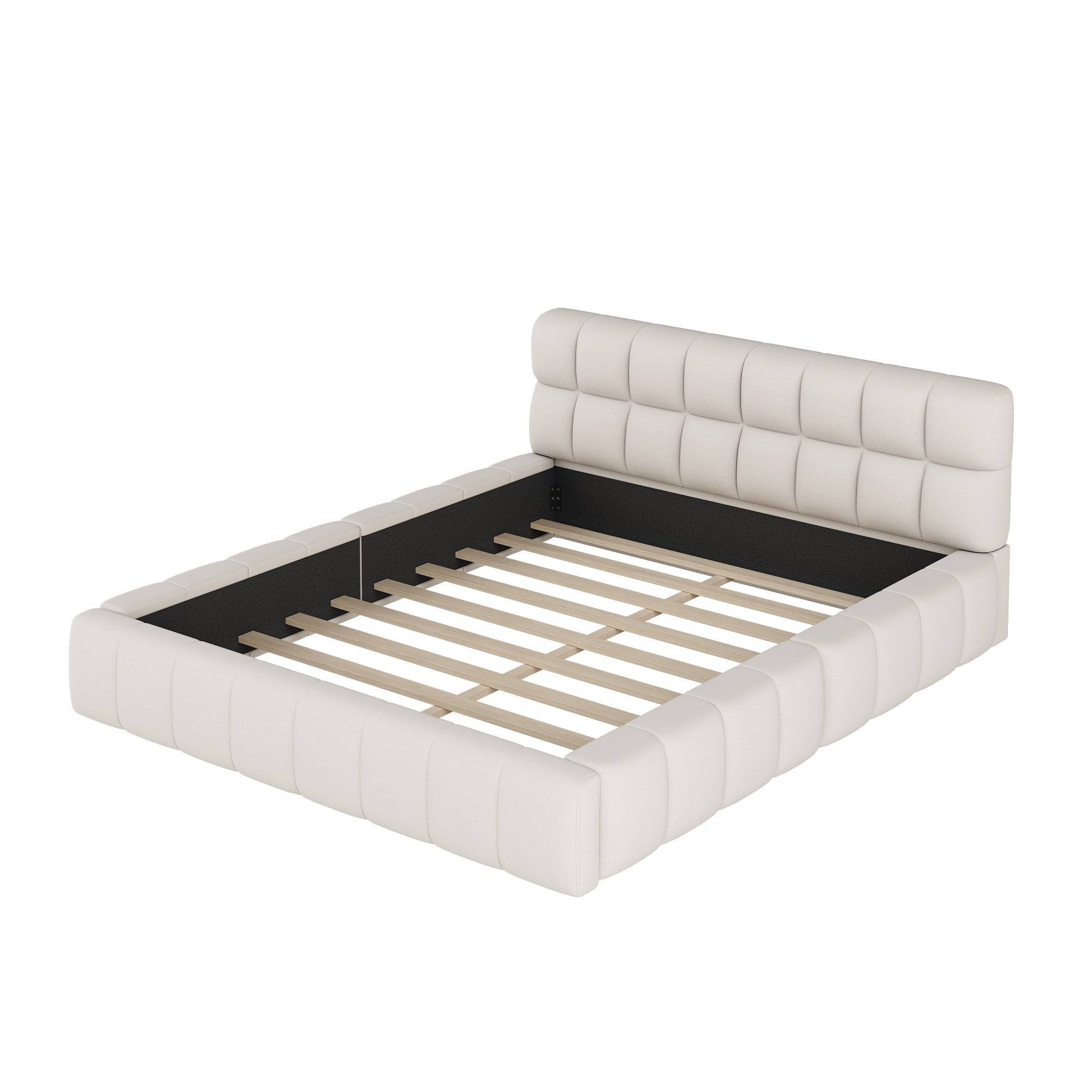 Logidon gestoffeerd bed 140x200 beige zachte rugleuning gestoffeerde rand