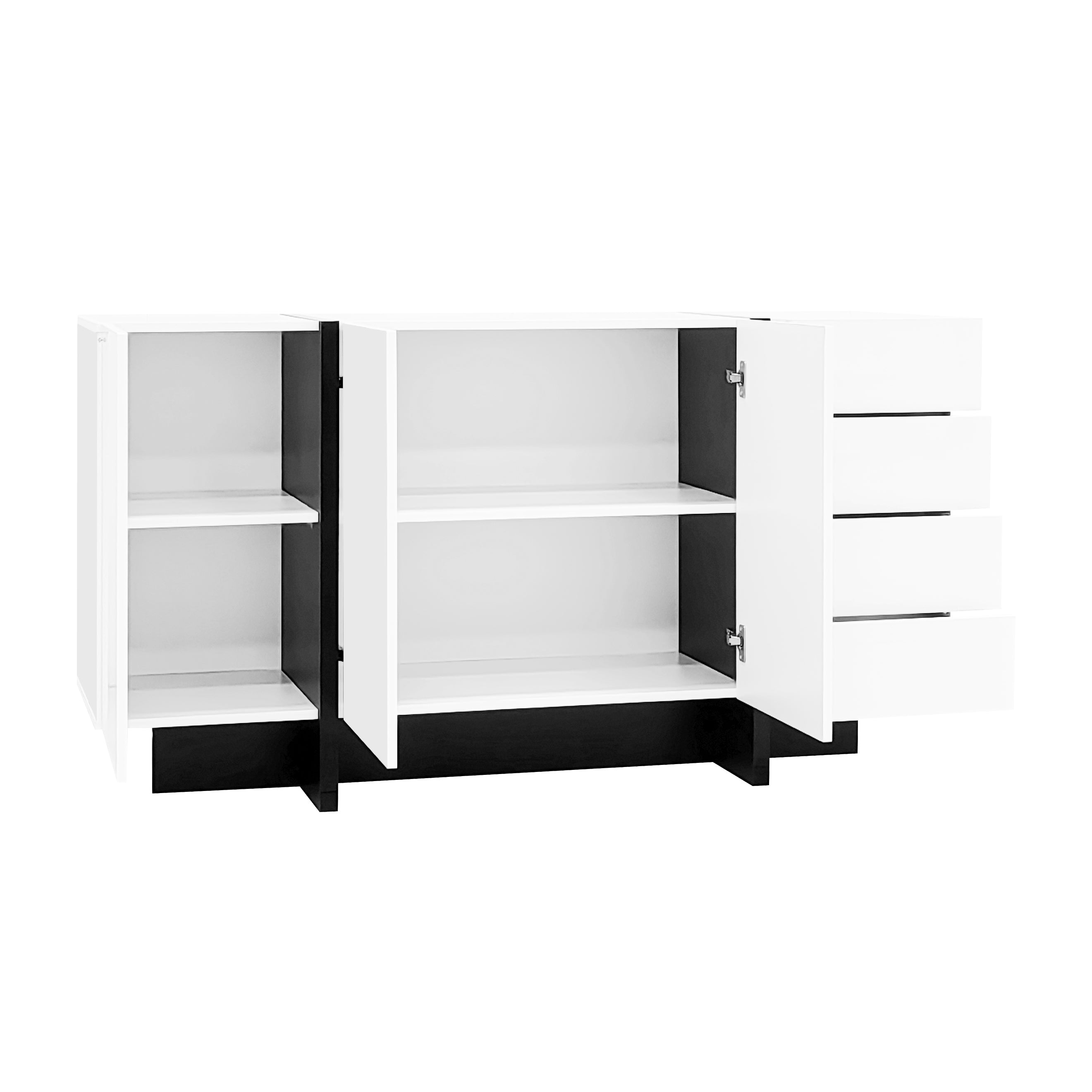 Logidon wit hoogglans dressoir 150x40x80,5 2 deuren 4 lades