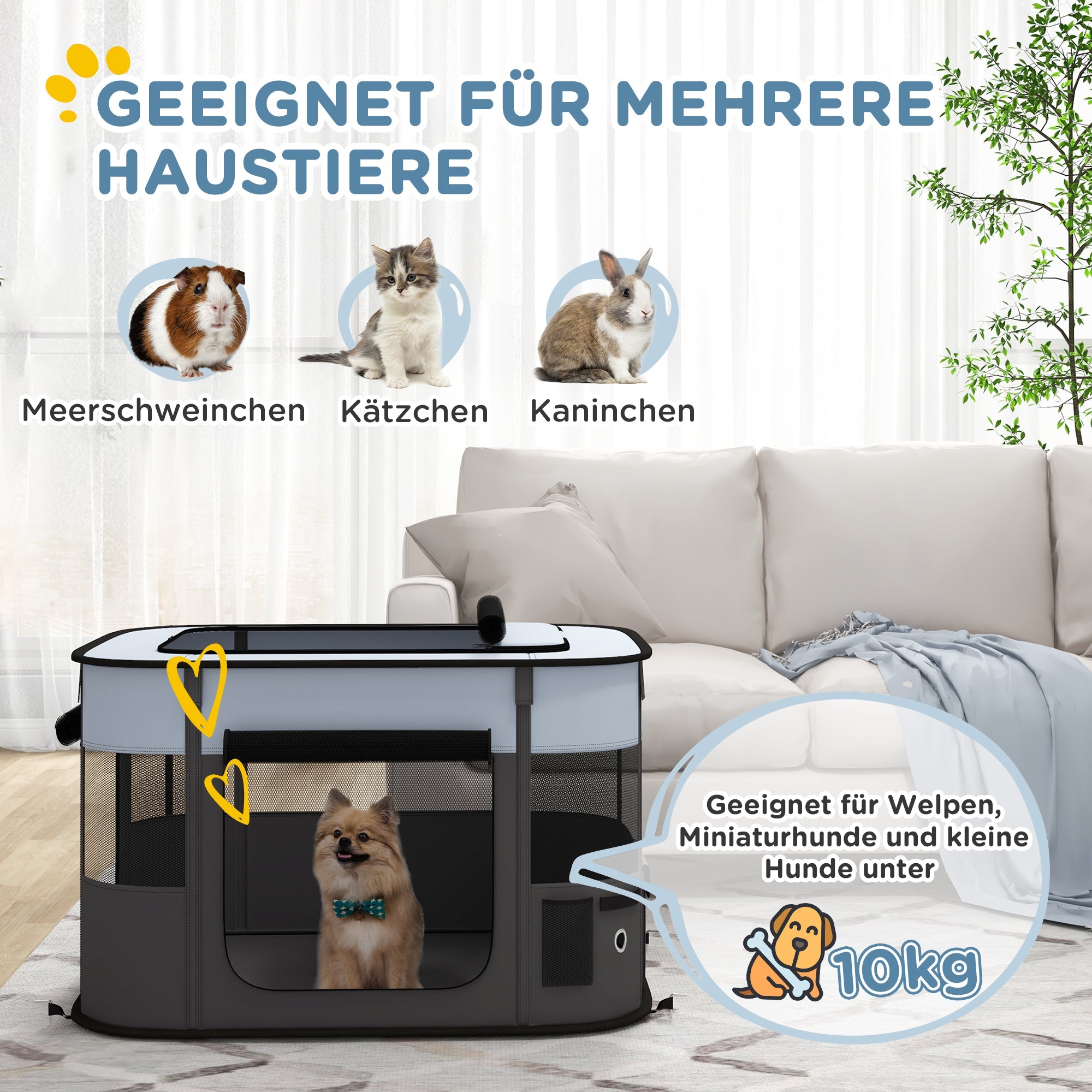 Logidon Puppy Run Opvouwbare Box Grijs 94 x 74 x 60 cm