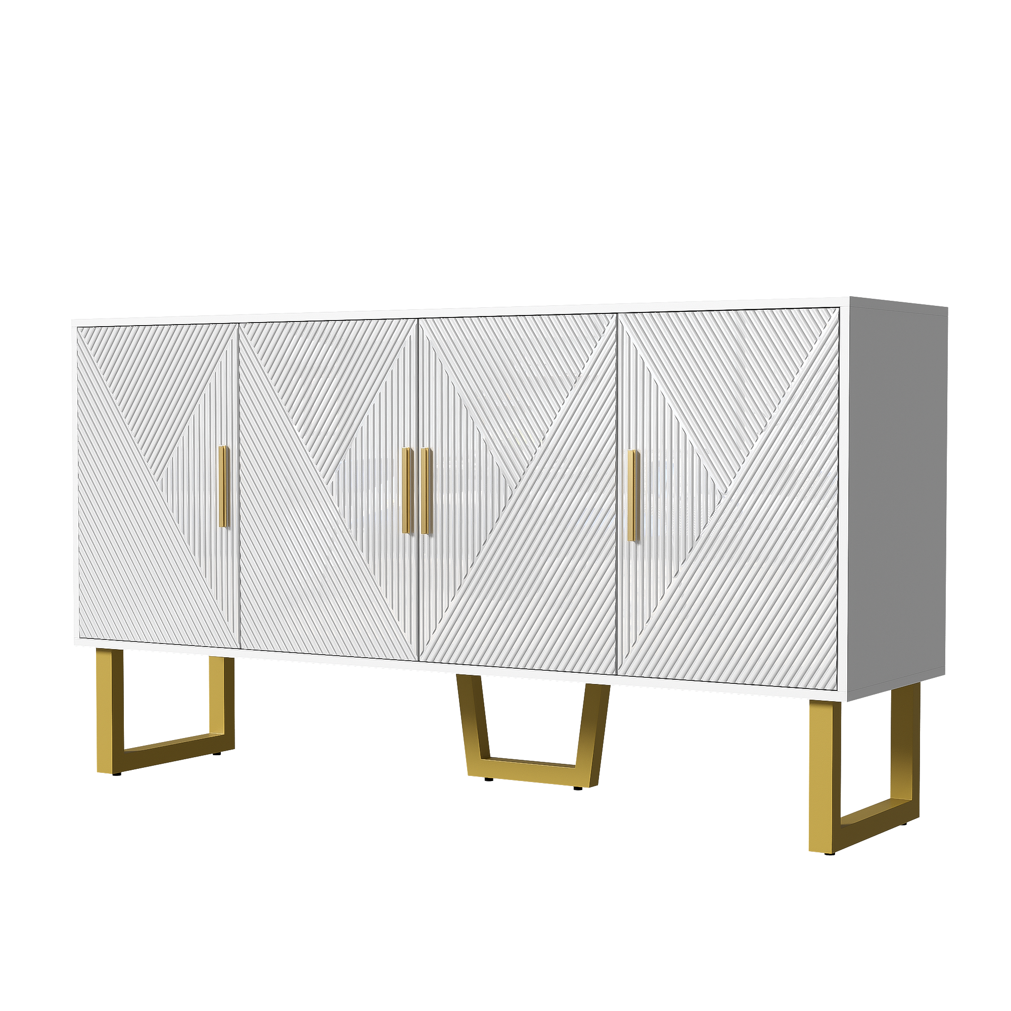 Logidon dressoir 4 deuren 150 cm wit hoogglans gouden handgrepen