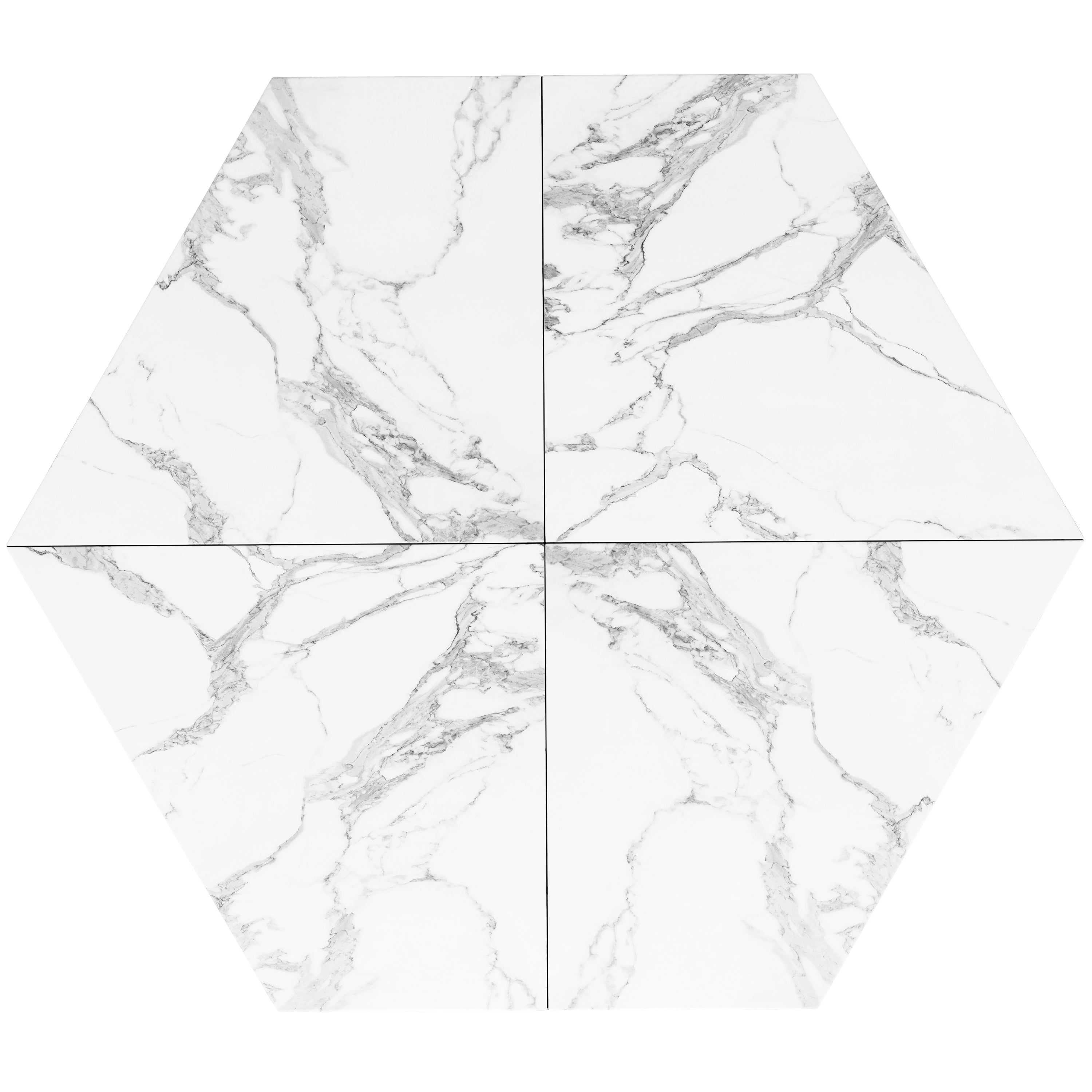 Logidon Eettafelset 5-delig zeshoekig marmereffect grijs 110 x 95 cm