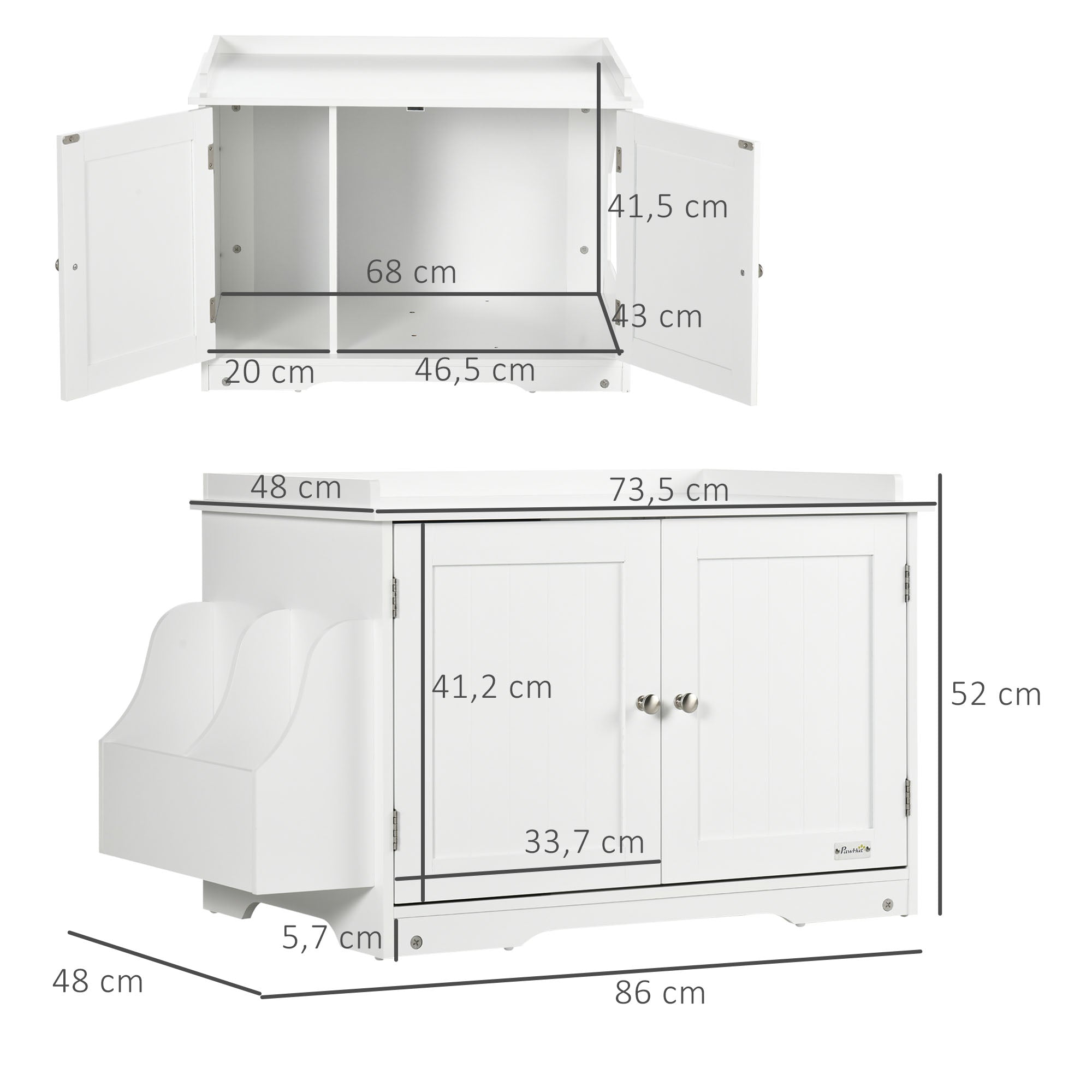 Logidon kattentoilet wit 86x48x52 verstelbaar tussenschot
