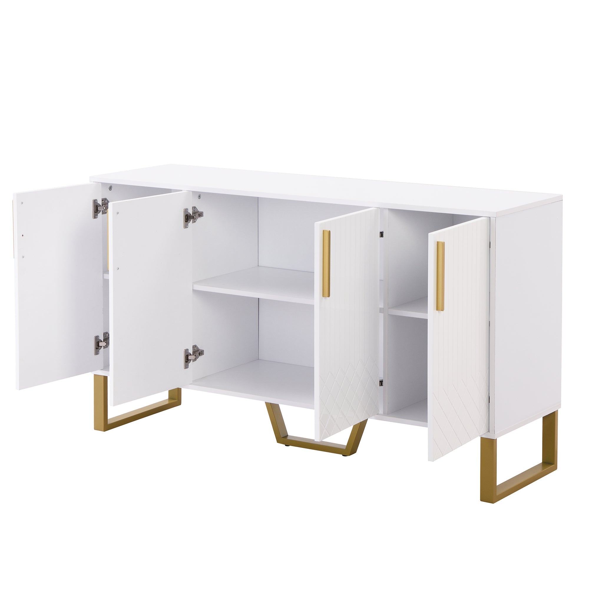 Logidon hoogglans dressoir wit 4 deuren geometrisch ontwerp 140x40x80