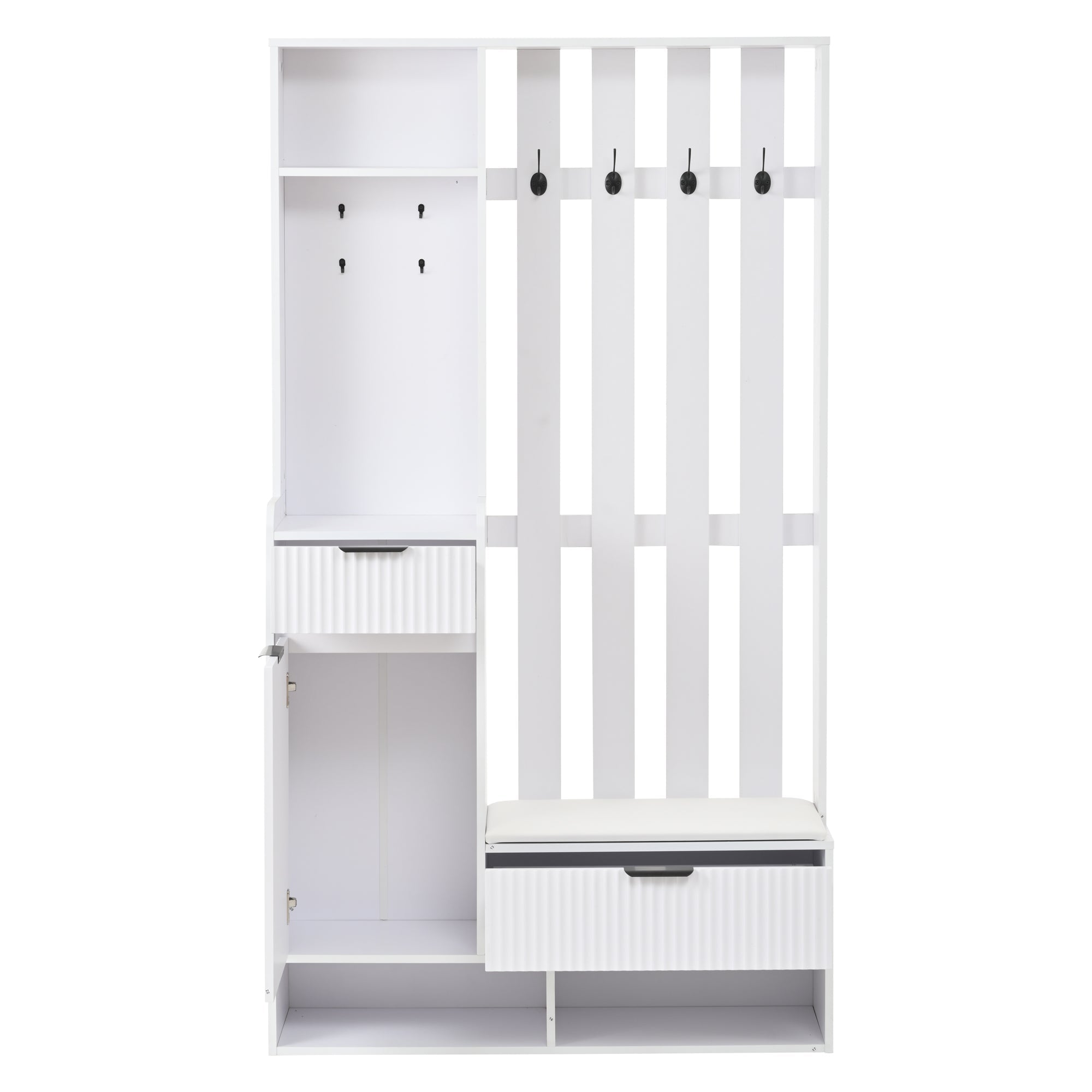 Logidon Kledingkast 6in1 Wit 100x30x180 cm Schoenenbankopberger