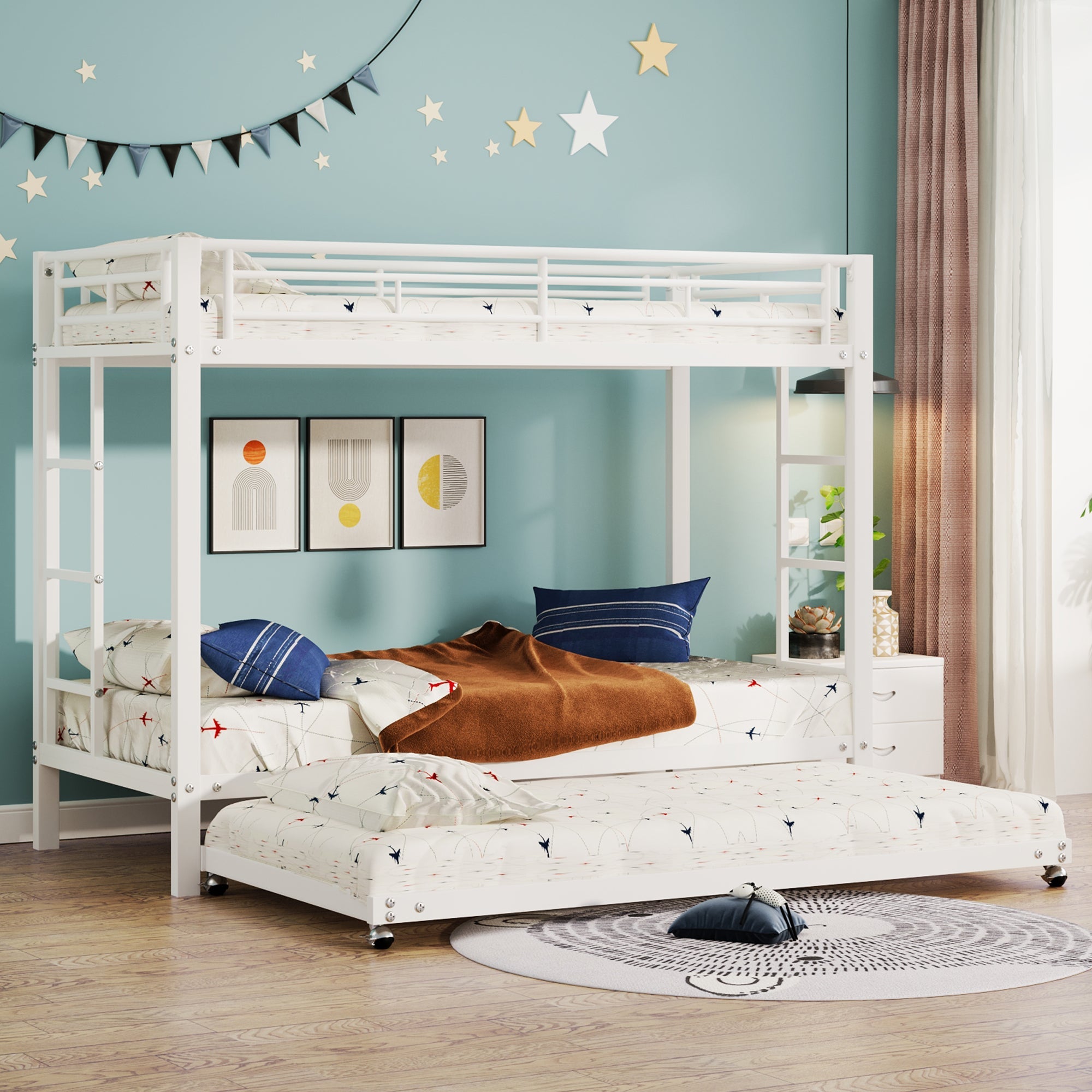Logidon stapelbed 90x200 cm wit uitschuifbaar bed EN747 gecertificeerd