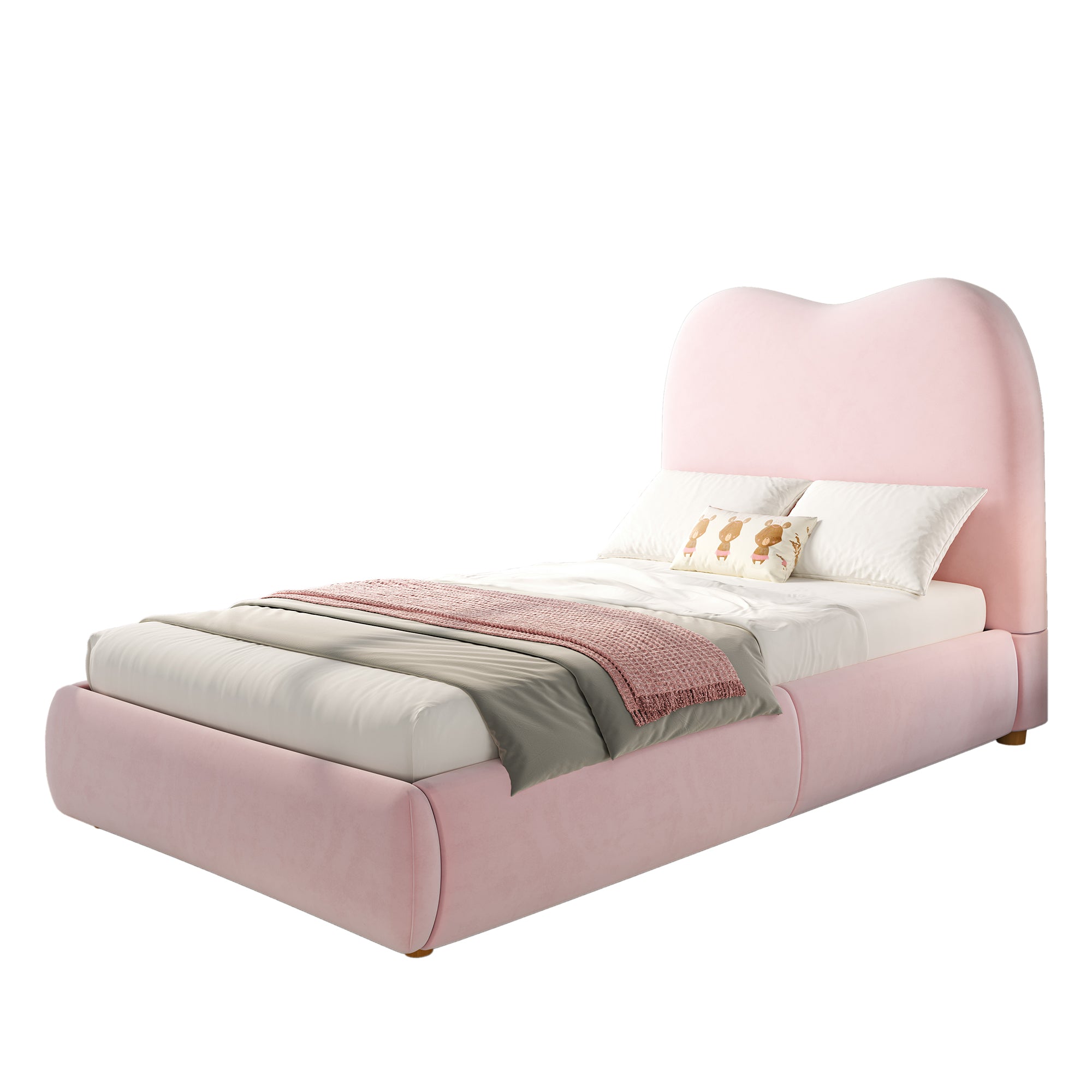 Logidon Gestoffeerd Bed Roze 90x200 cm Hydraulisch bed met opbergruimte