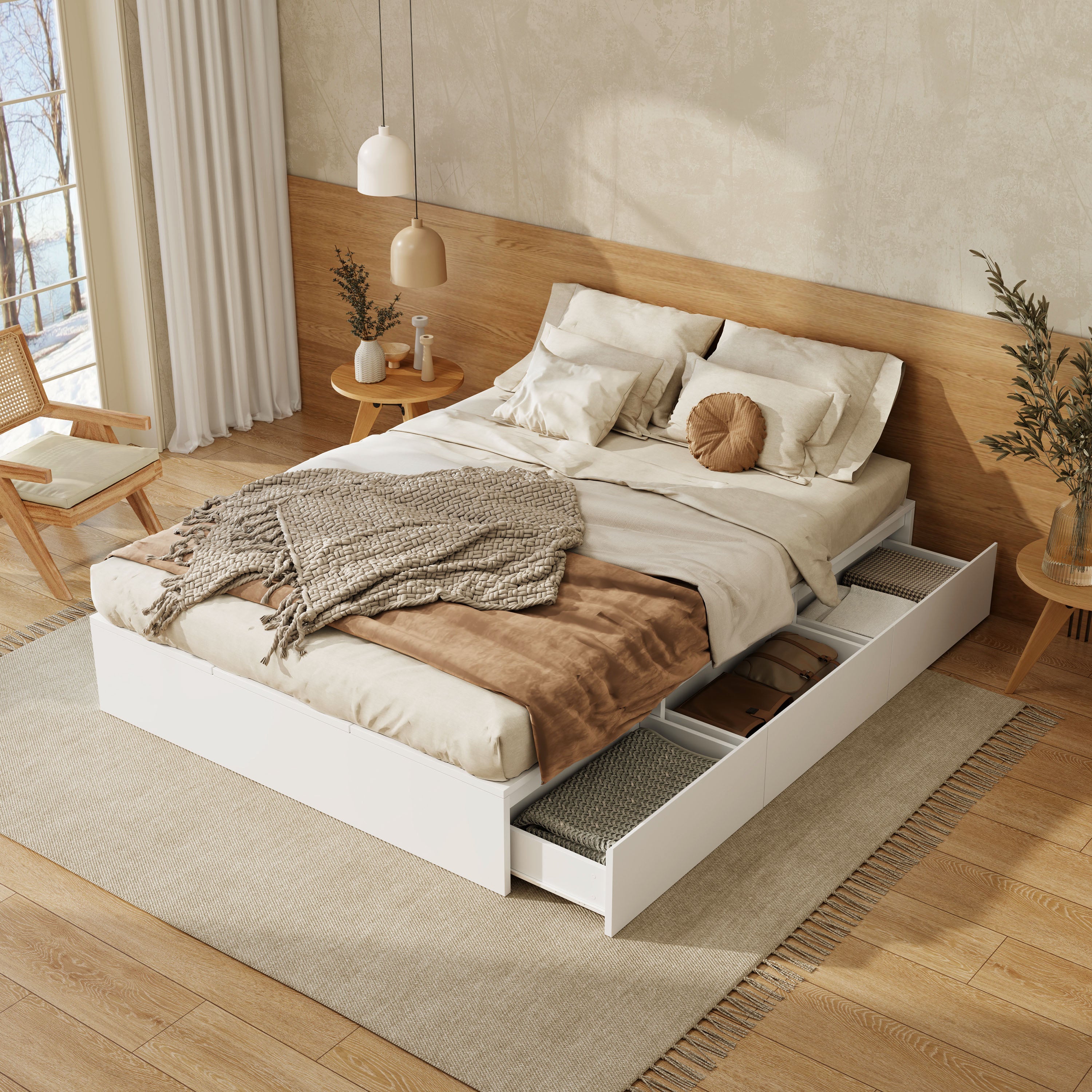 Logidon opbergbed 140x200 cm wit palletbed met opbergruimte