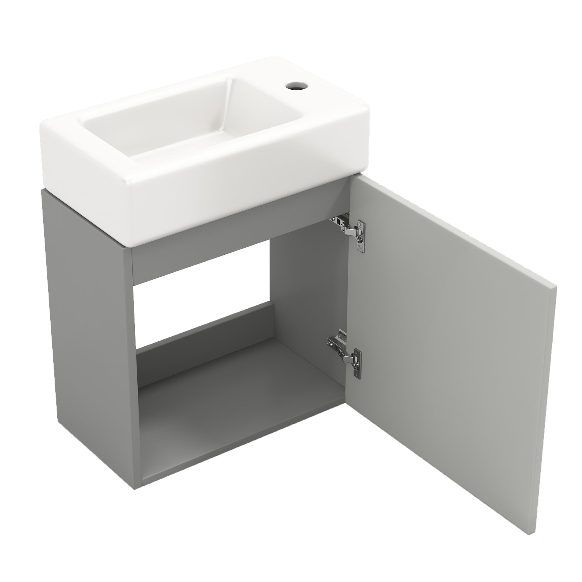Logidon badkamermeubel wastafel 46 cm hangend onderkast grijs-wit