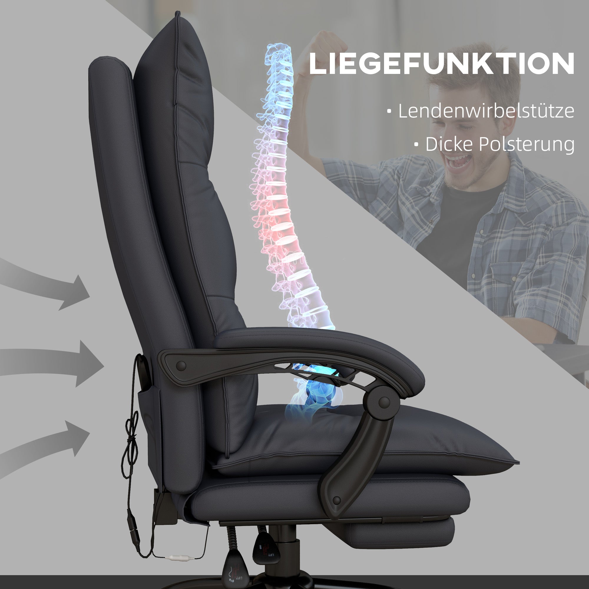 Logidon Vinsetto office chair with massage function dark gray