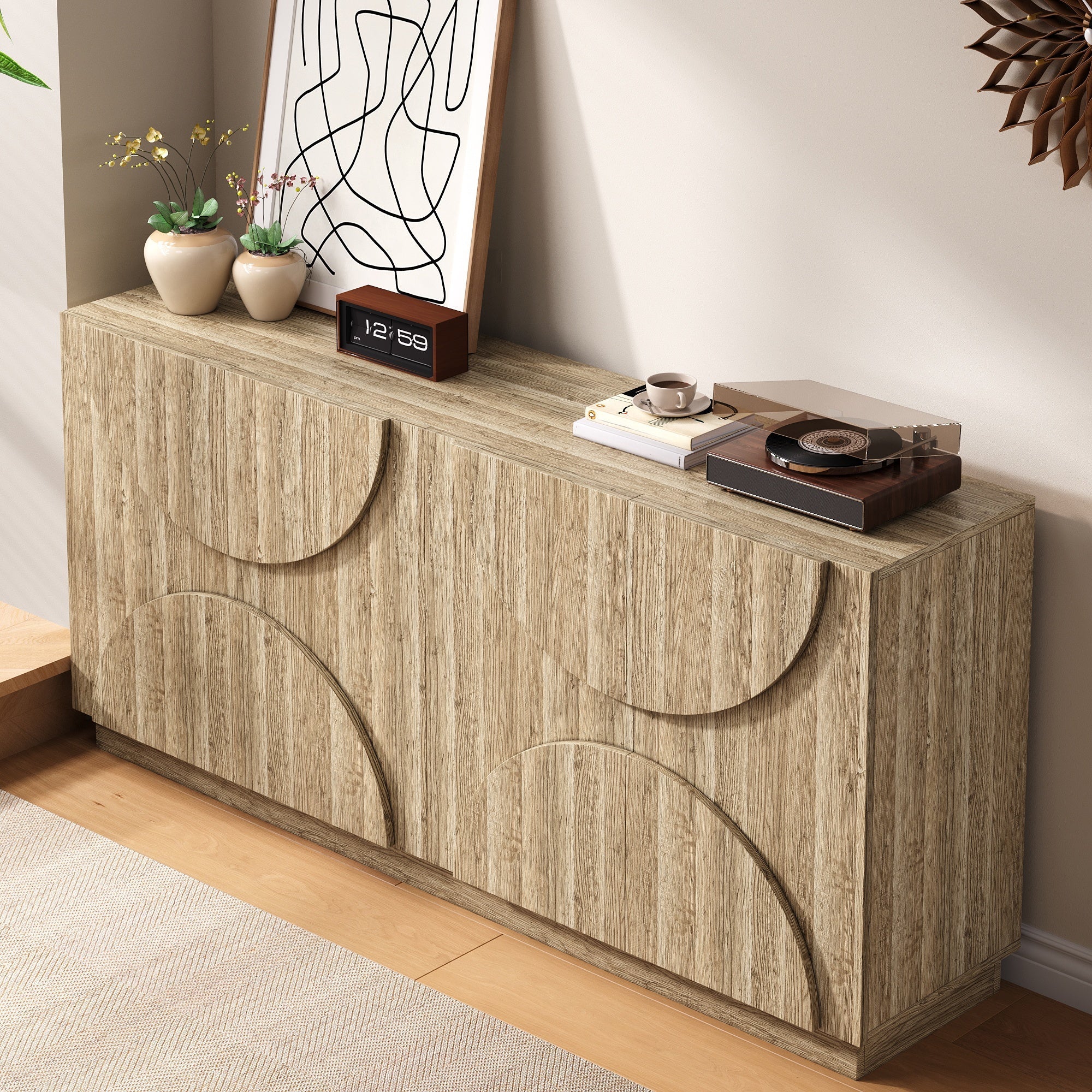 Logidon Dressoir 160x40x80 cm naturel hout met deuren en soft close