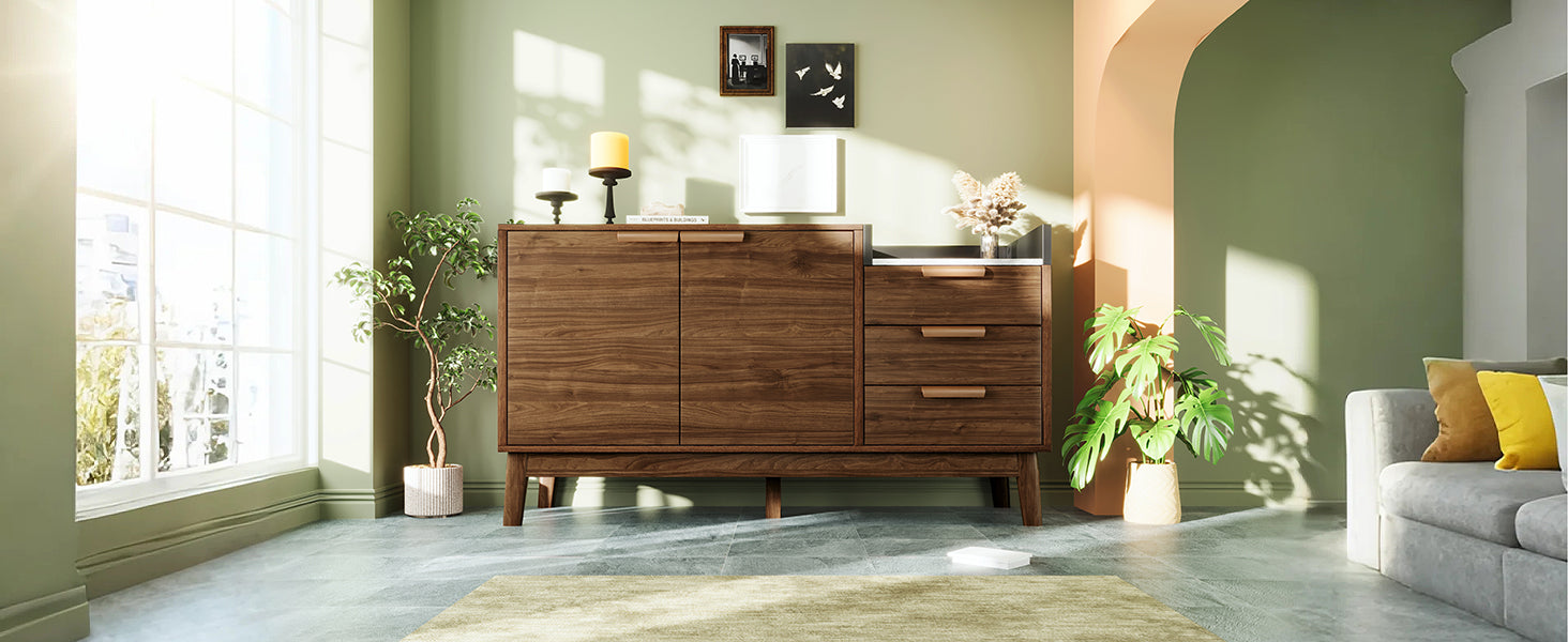 Logidon woonkamer ladekast eiken decor marmerlook blad 3 lades