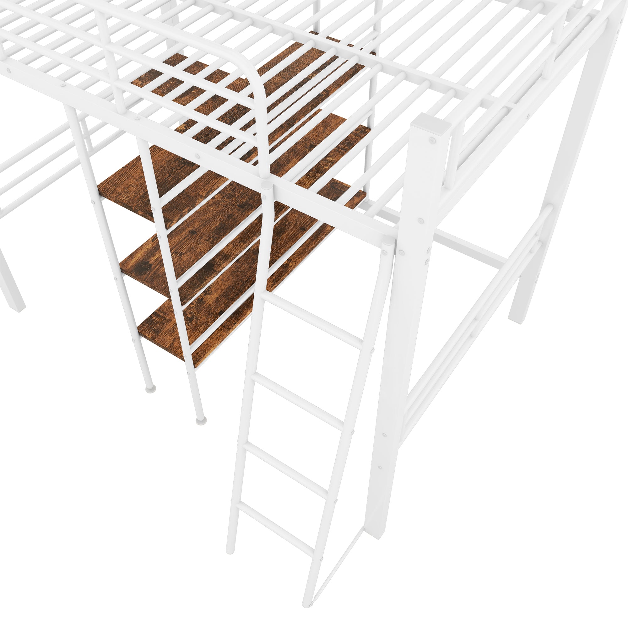 Logidon hoogslaper 90x200 cm wit met bureau en planken