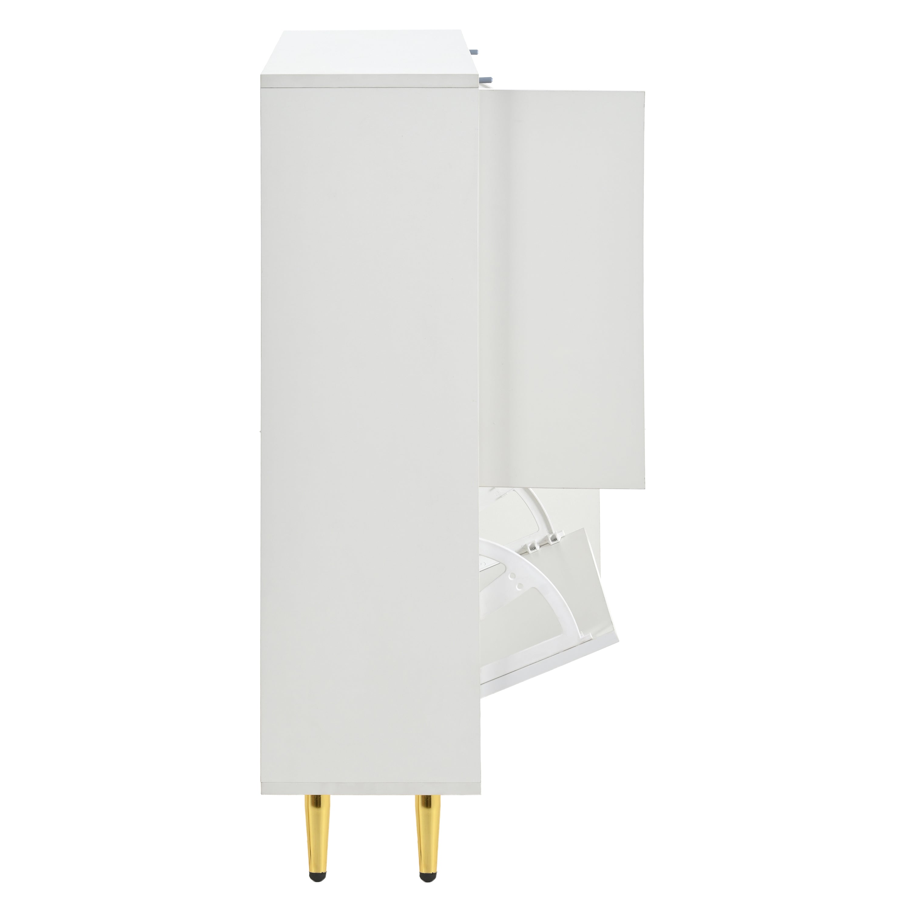 Logidon Moderne Schoenenkast Wit met Hoogglans Front en LED Licht 80x25x96 Cm