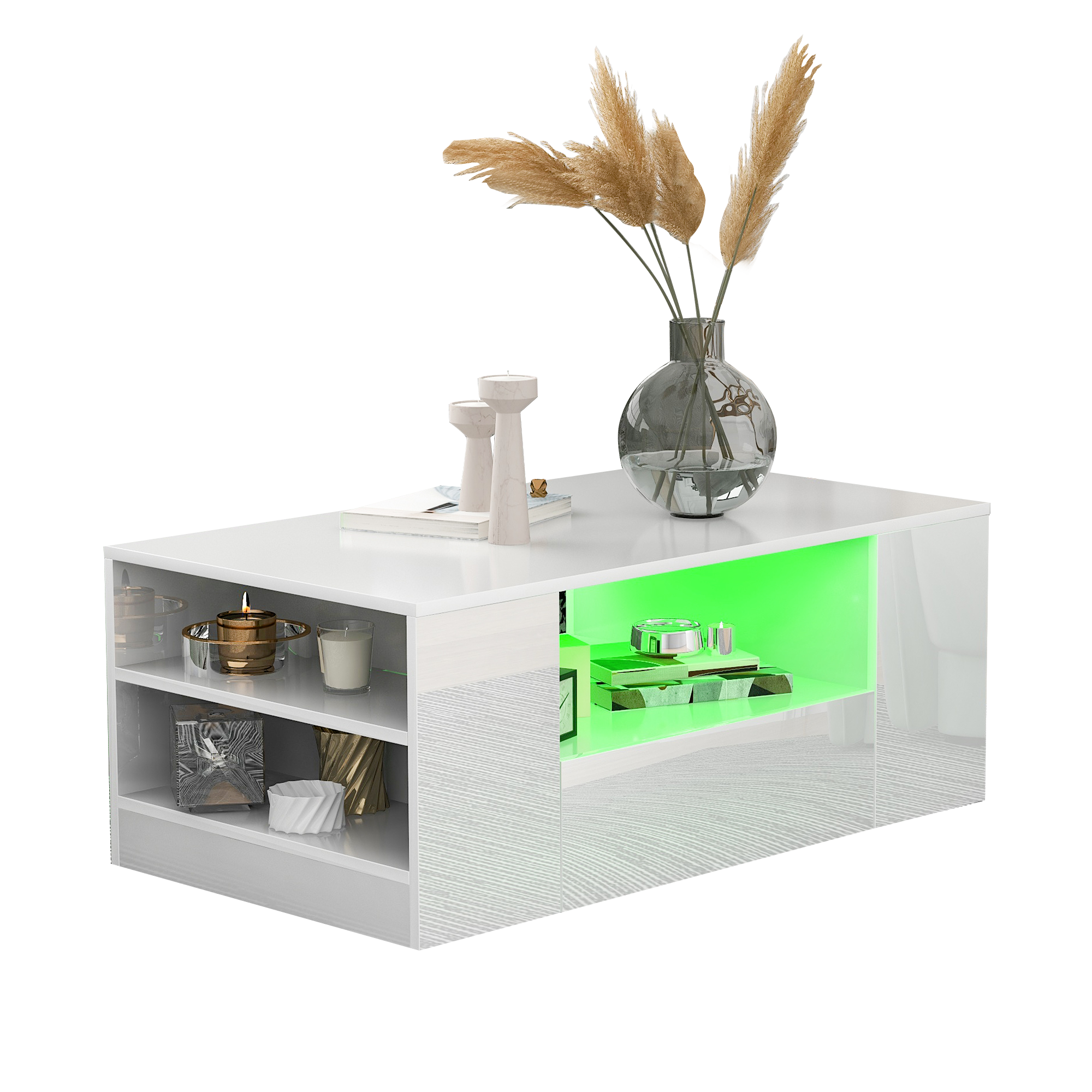 Logidon Moderne hoogglans salontafel wit 95x53x37 cm 2 lades