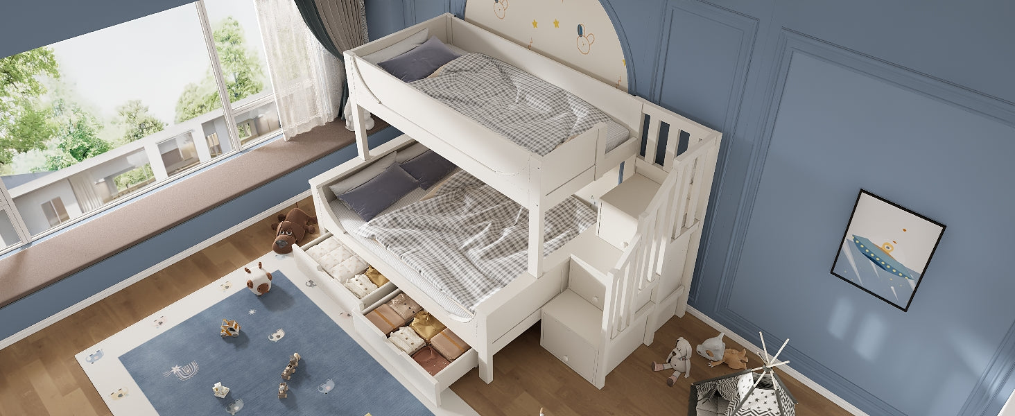 Logidon stapelbed kinderbed wit met ladderkast en lades