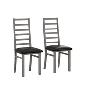 Logidon eettafelstoelen set van 2 grijs kunstleer metalen poten met hoge rugleuning