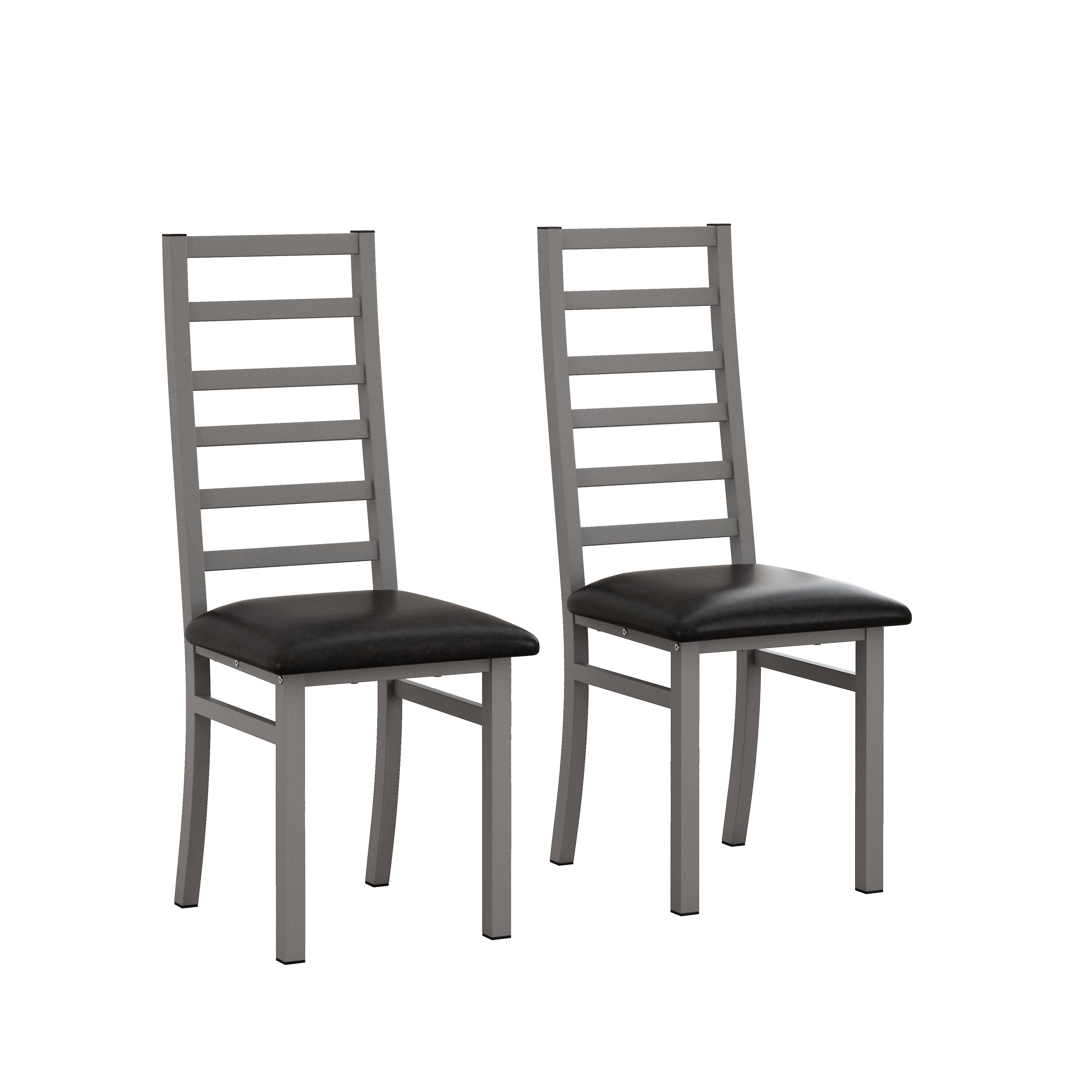 Logidon eettafelstoelen set van 2 grijs kunstleer metalen poten met hoge rugleuning