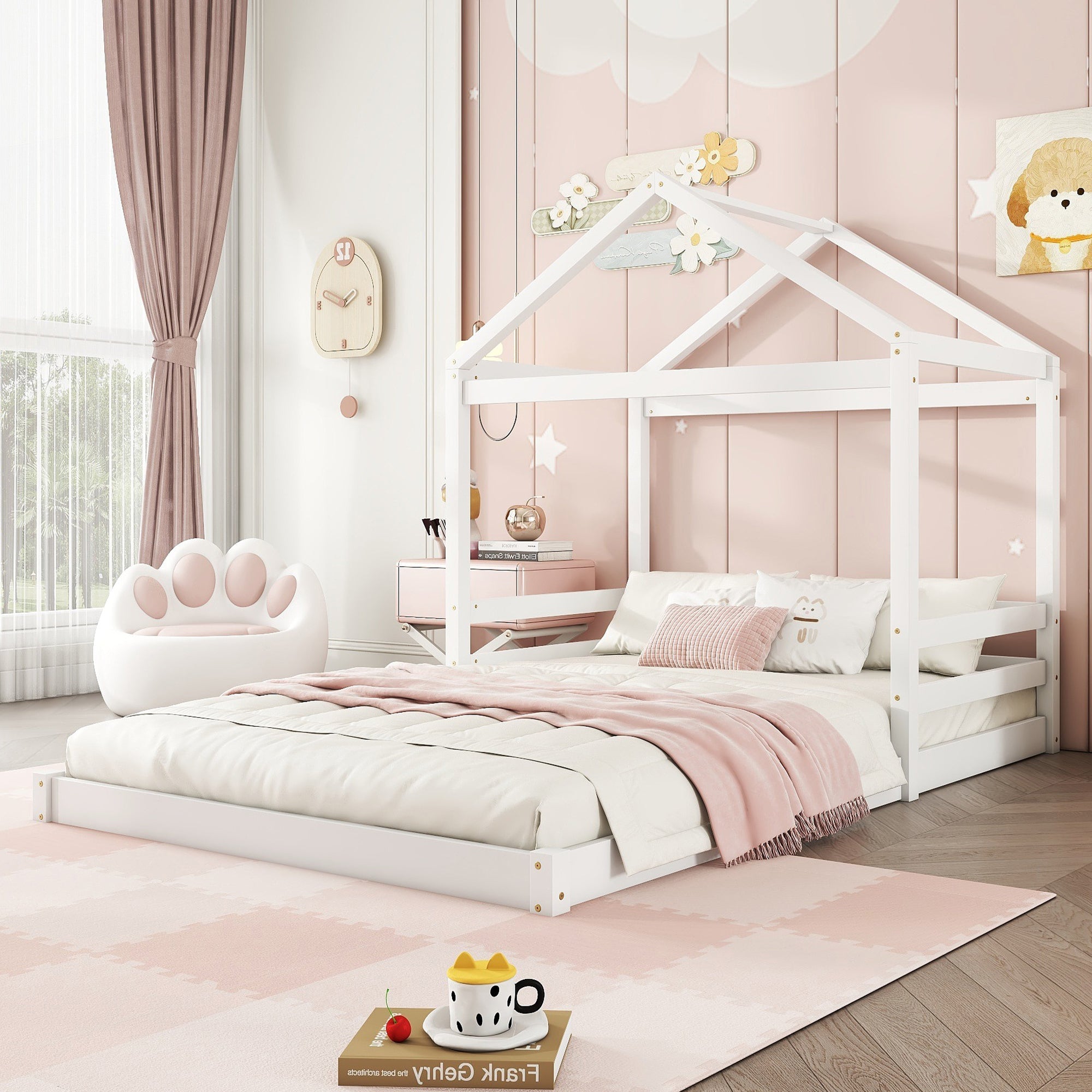 Logidon huisbed 140x200 wit grenenhout minimalistisch