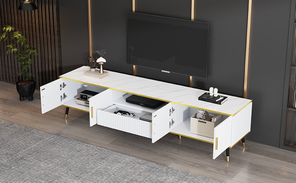 Logidon Modern TV-meubel Wit Marmerlook 200x40x46 cm