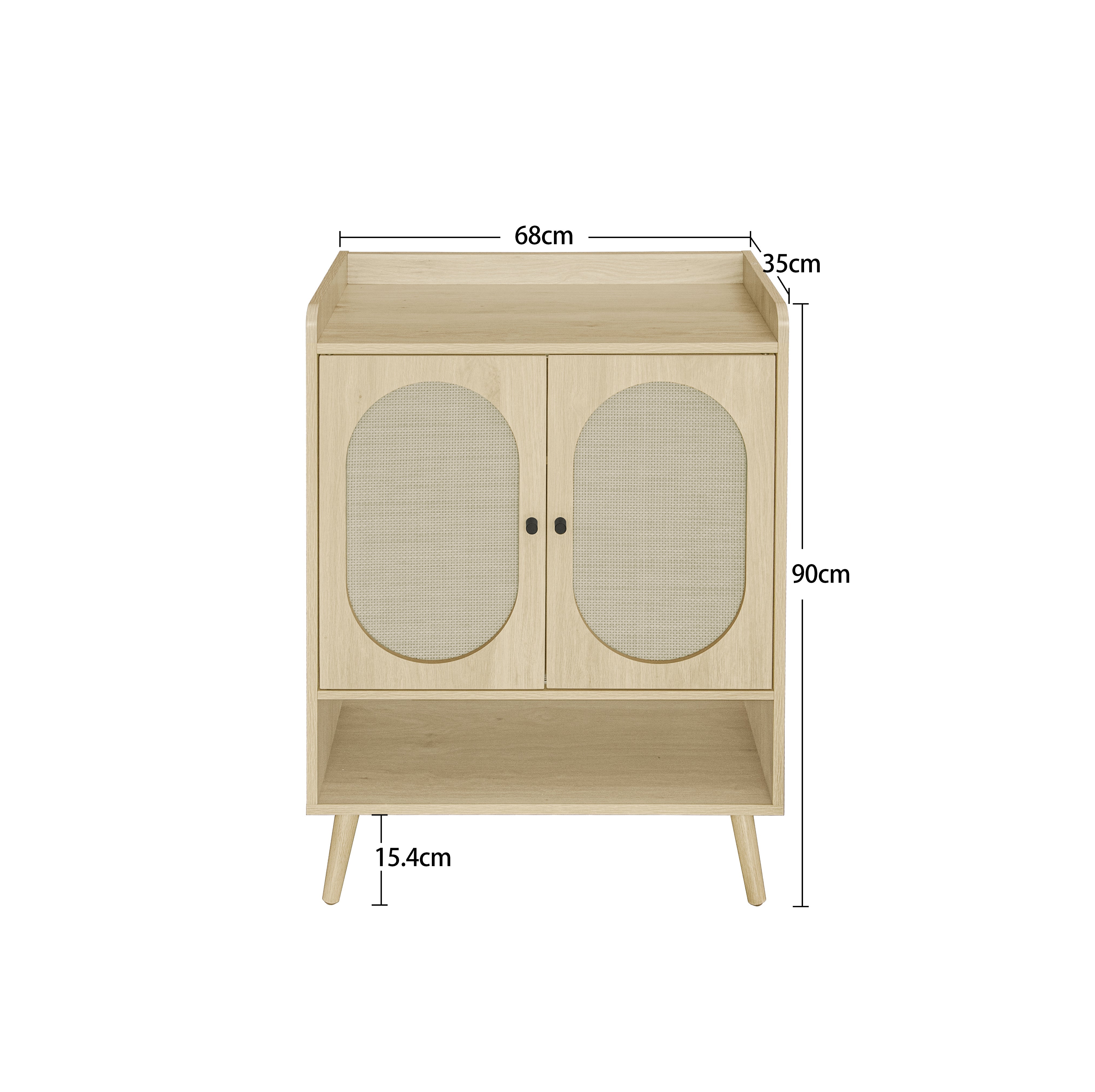 Logidon schoenenkast naturel houtlook met dubbele deuren Rotan design