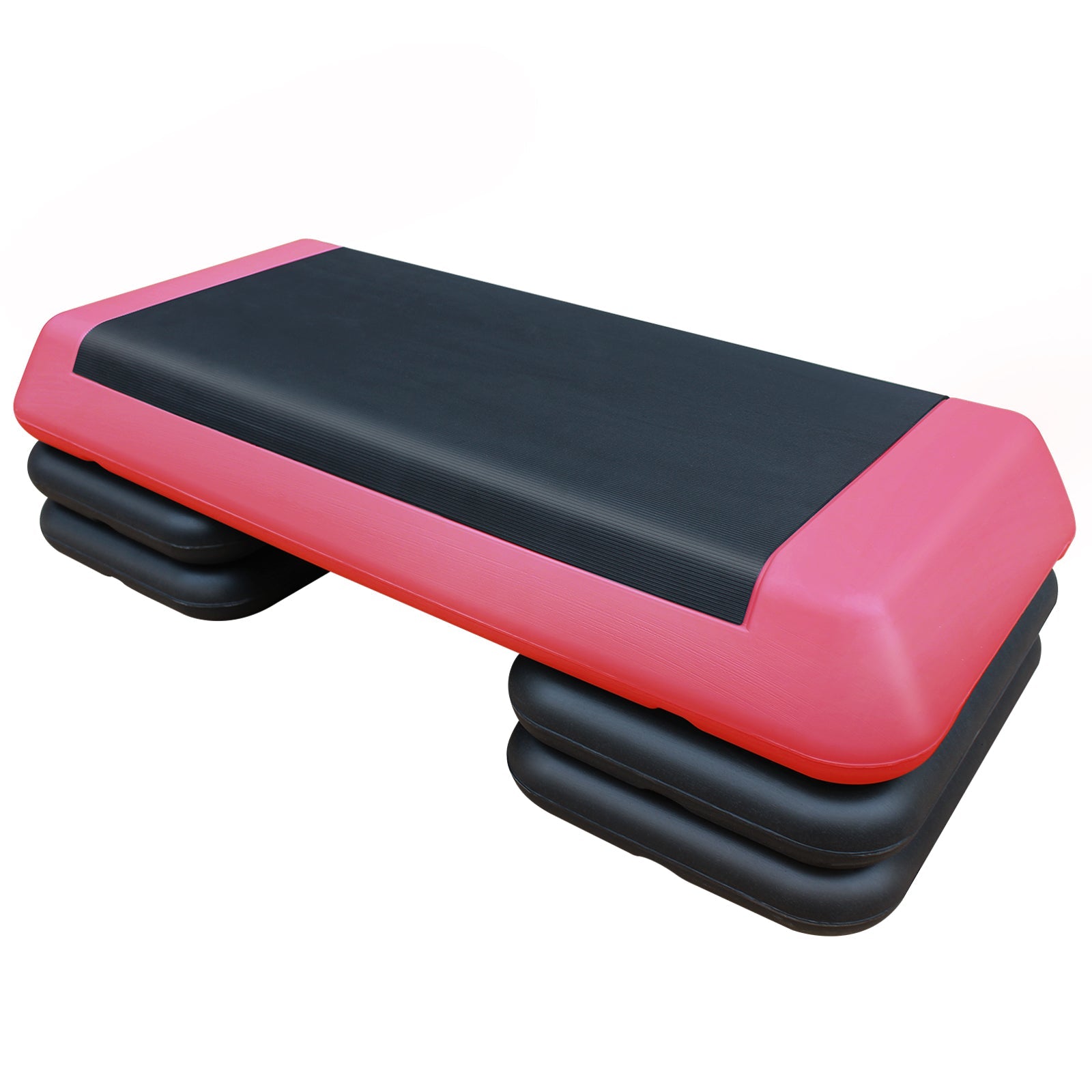 Logidon Verstelbare Aerobic Stepper 76 cm Rood Zwart 4 Verhogers