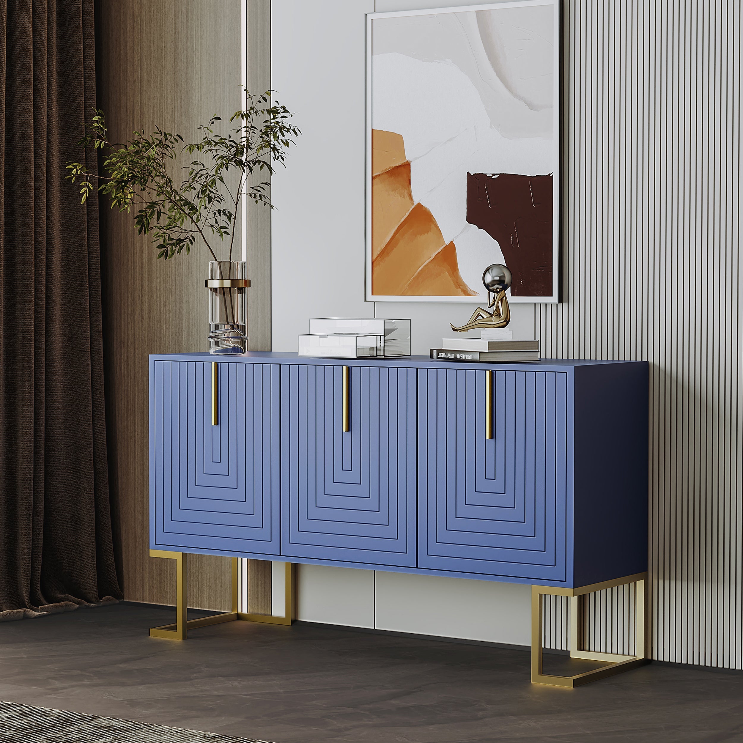 Logidon marineblauw dressoir met 3 deuren en verstelbare planken