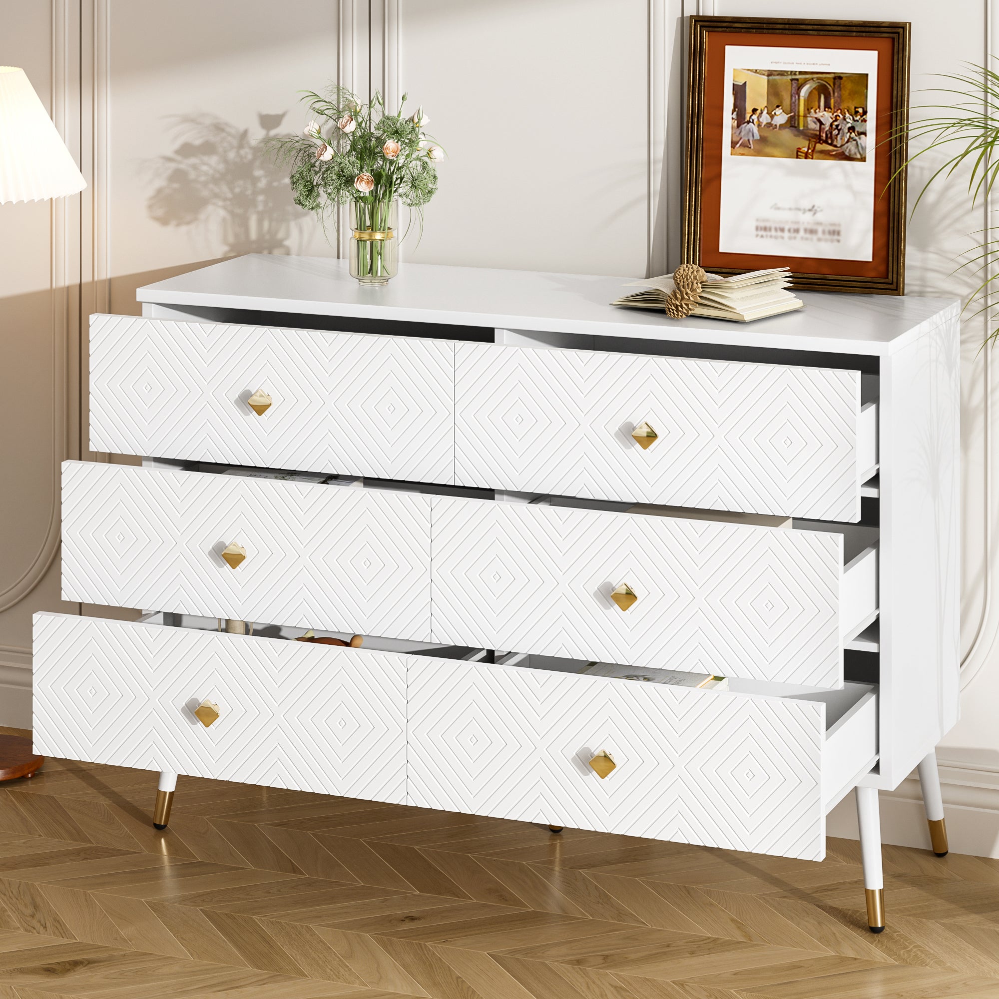 Logidon Moderne ladekast 6 lades 120x40x80 cm wit