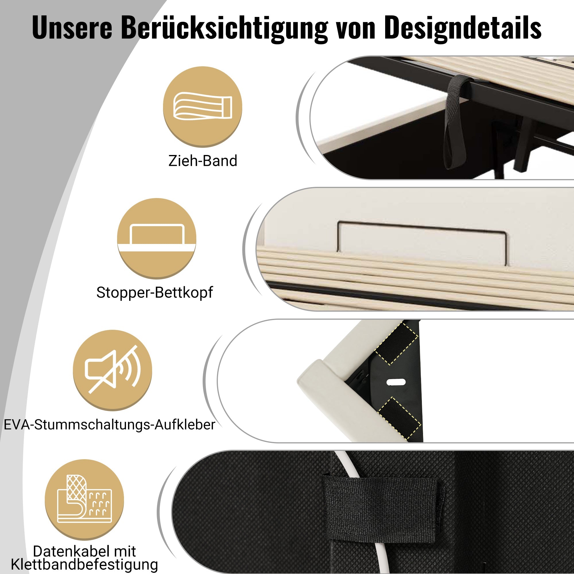 Logidon gestoffeerd bed 180x200 wit met opbergruimte LED app-bedieningsmatras