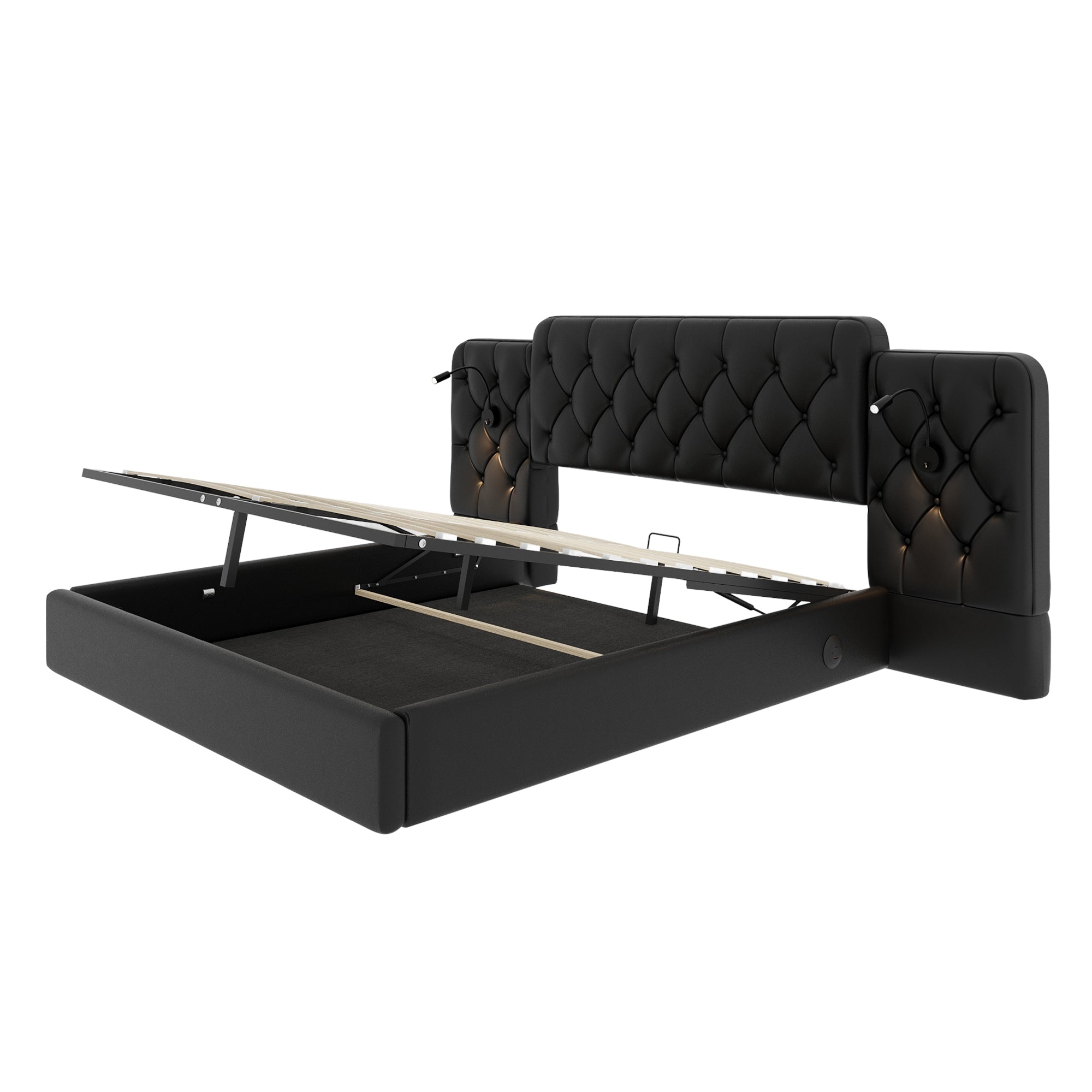 Logidon bedframe 180x200 cm zwart hydraulische opbergruimte