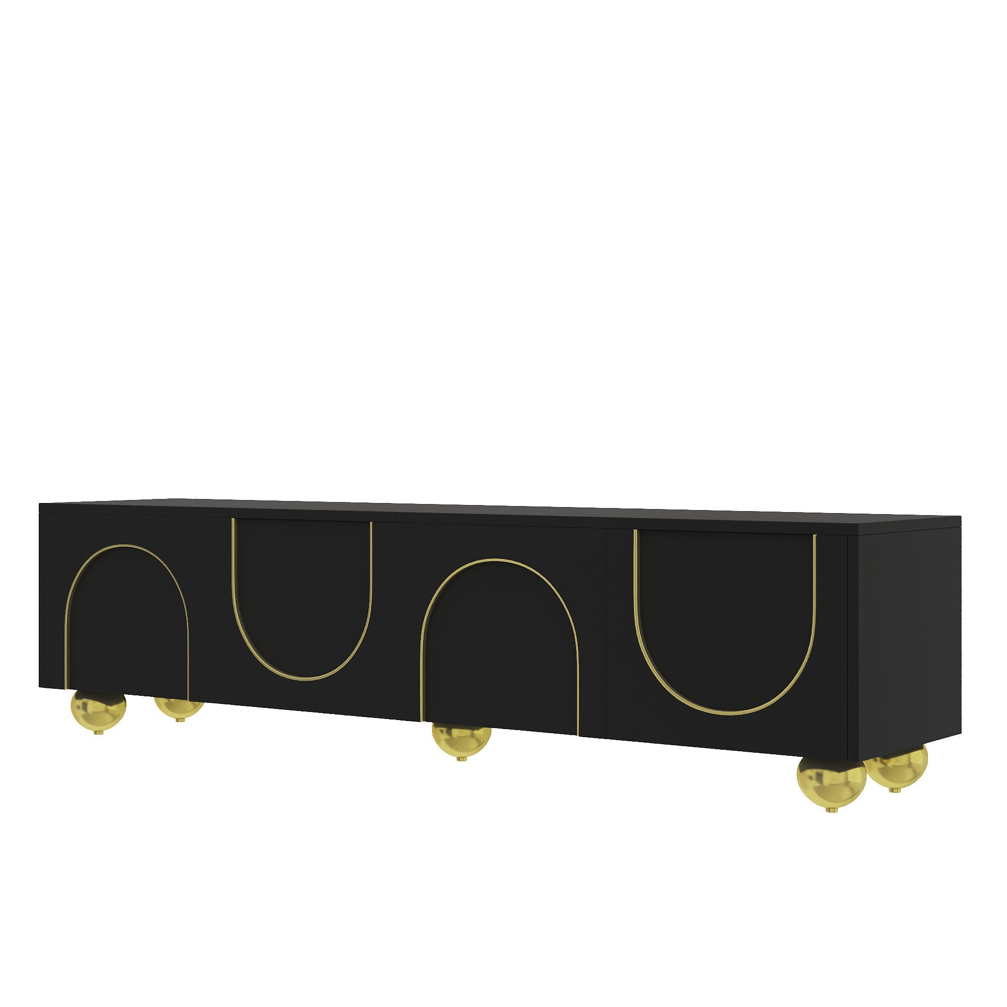 Logidon TV-meubel zwart met gouden accenten en push-to-open 170 cm