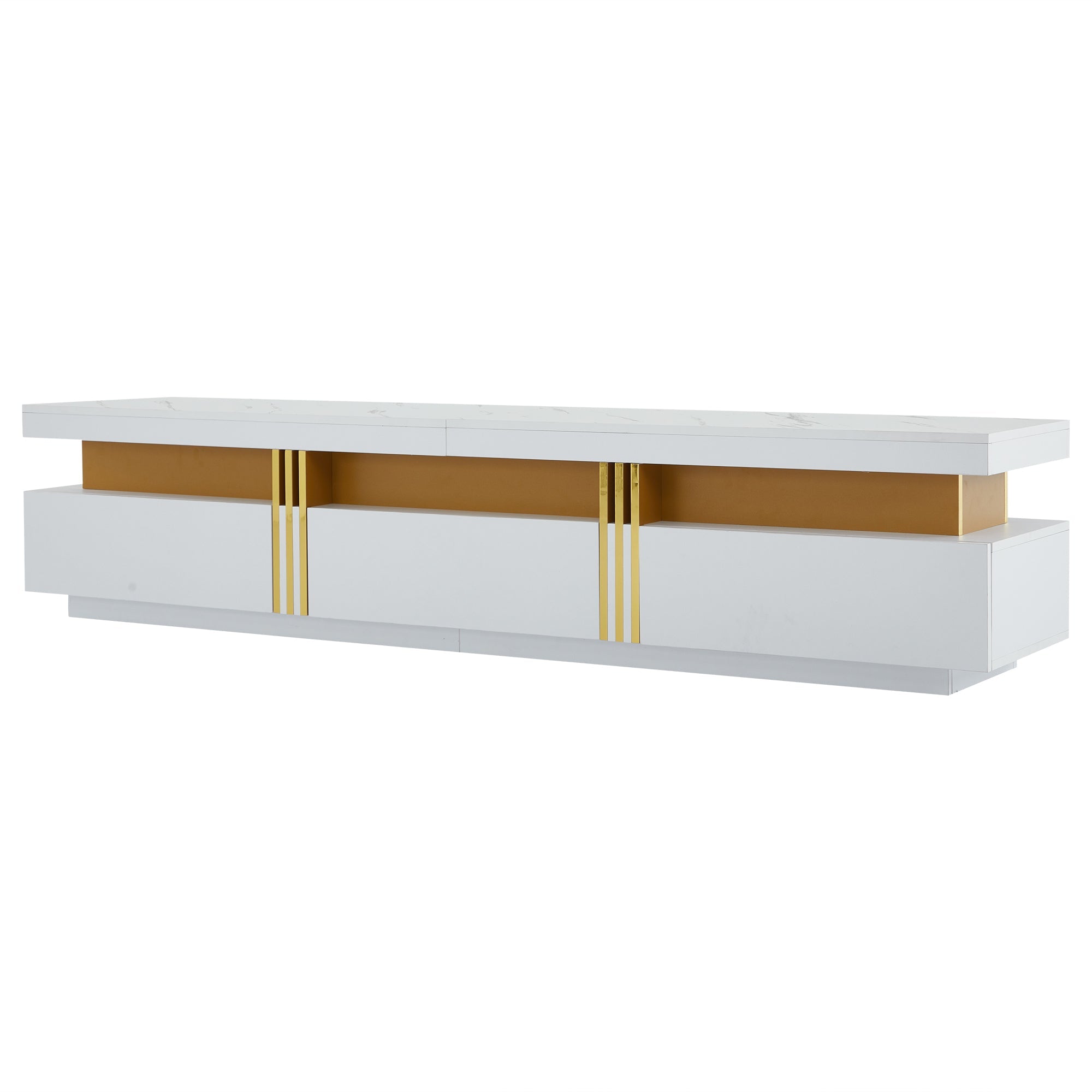 Logidon TV-meubel 200 cm marmerlook drie lades kabelmanagement