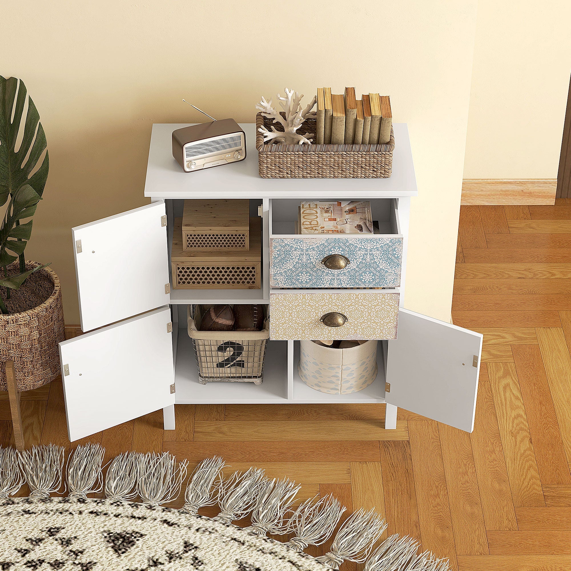 Logidon HOMCOM ladekast tipbescherming wit 68x34x80 cm
