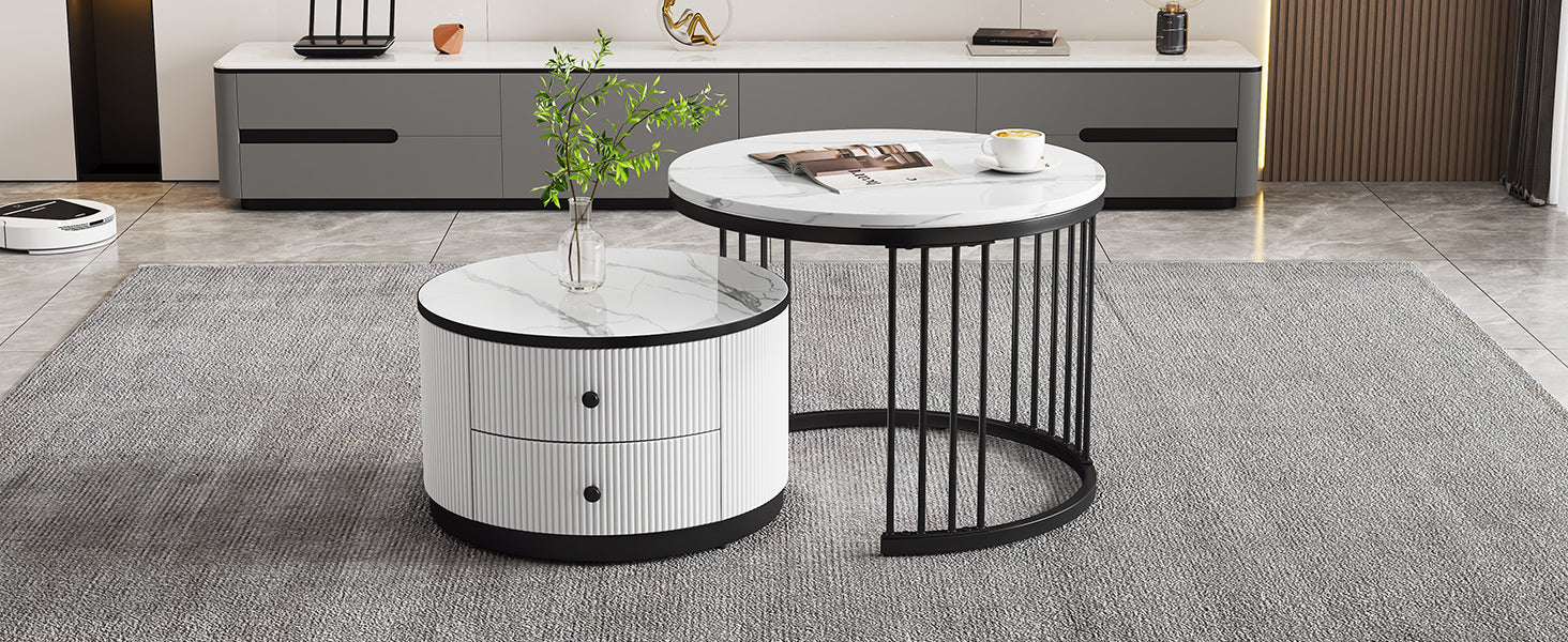Logidon Elegante salontafelset in nestvorm wit 60x60 en 50x50