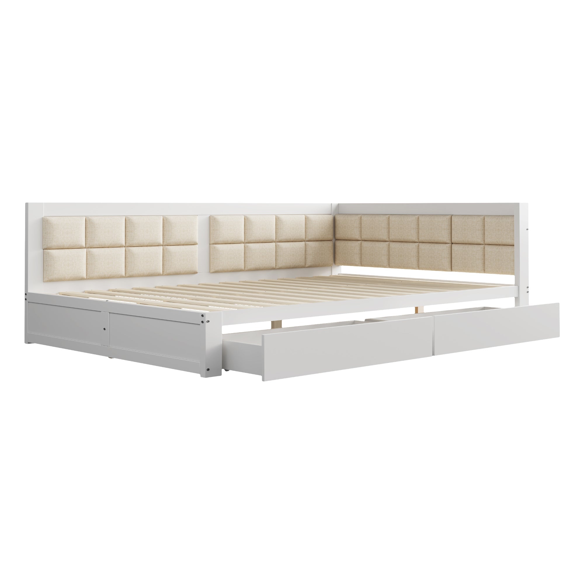 Logidon multifunctionele bedbank 140x200 wit met opbergruimte