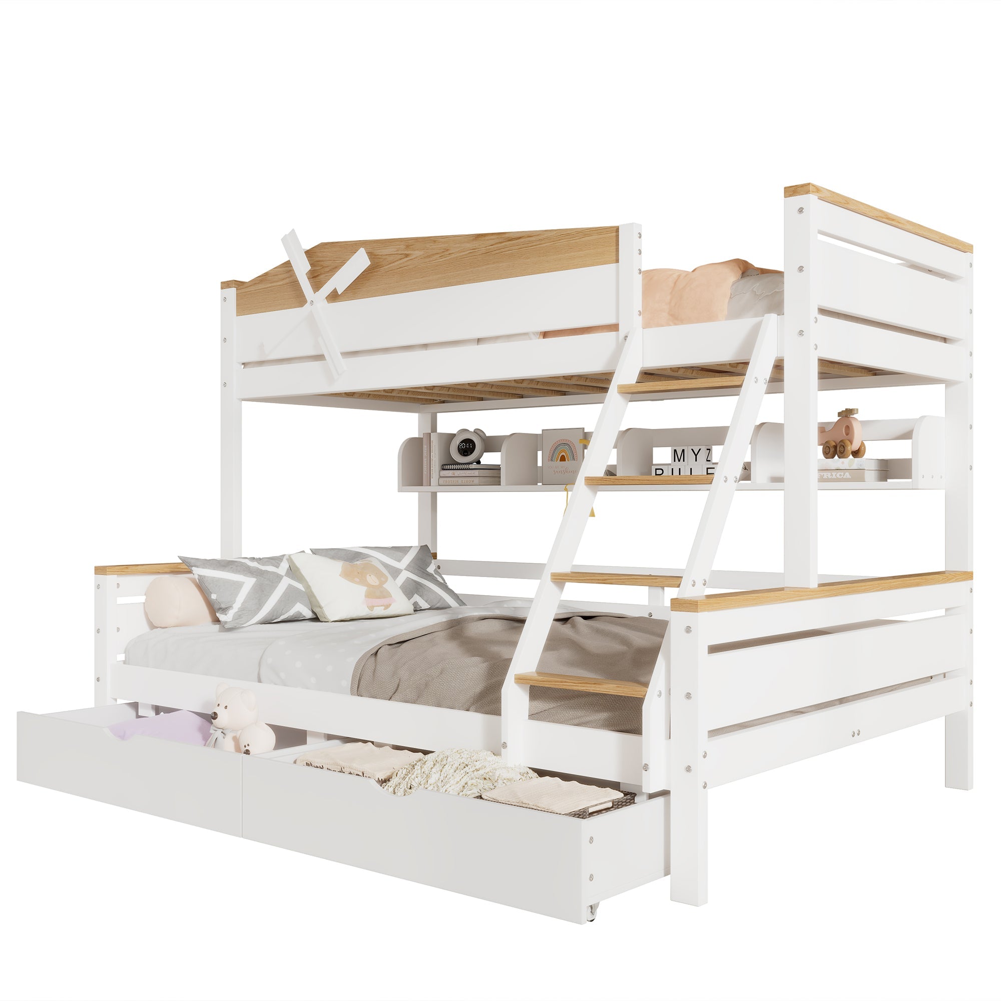 Logidon Stapelbed Met Molen Wit Naturel 90x200 cm en 140x200 cm